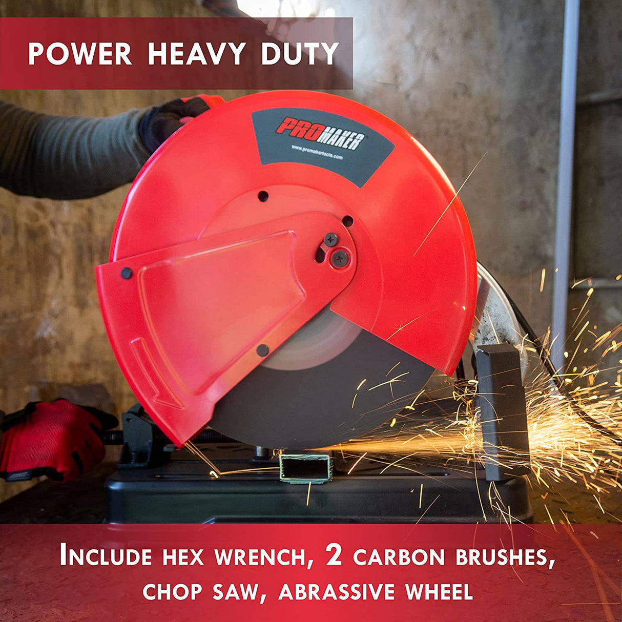 PROMAKER, sierra tronzadora para trabajo pesado de 14 pulgadas, 20 AMP 2400W 40000RPM, para metal ajustable de 0 a 45°, sierra de corte de diámetro de hoja, corte de hoja de metales pesados, sierra ingletadora para cortar metal, PRO-TZ2400 - DIGVICE MX