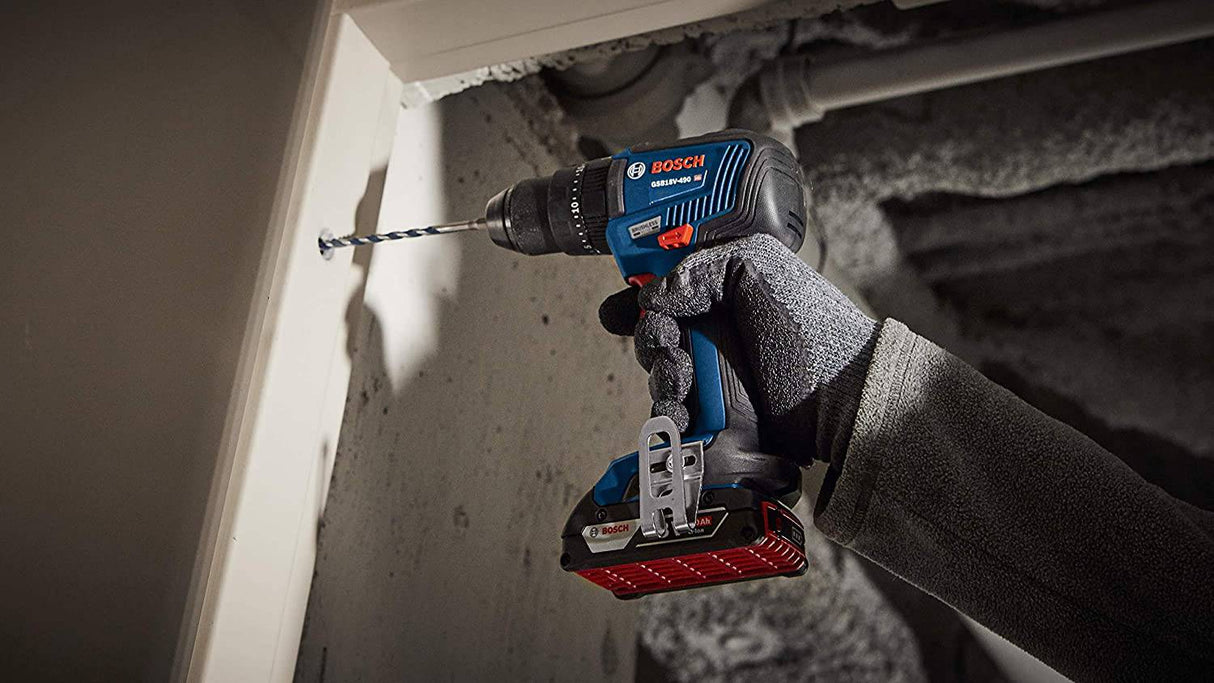 BOSCH GSB18V-490B12 18 V EC Sin escobillas 1/2 pulg. Kit de taladro percutor/atornillador con (1) batería SlimPack de 2,0 Ah - DIGVICE MX