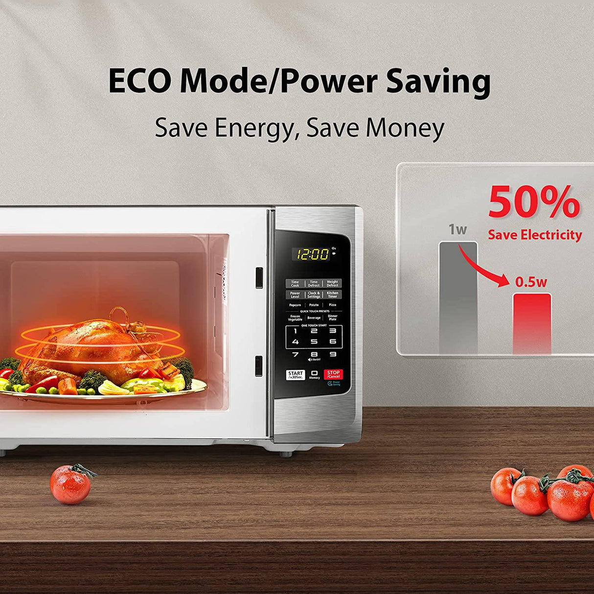Toshiba - Horno de microondas EM925A5A-SS con modo ECO de encendido/apagado de sonido e iluminación LED, 0.9 Cu. pies/900 W, acero inoxidable - DIGVICE MX