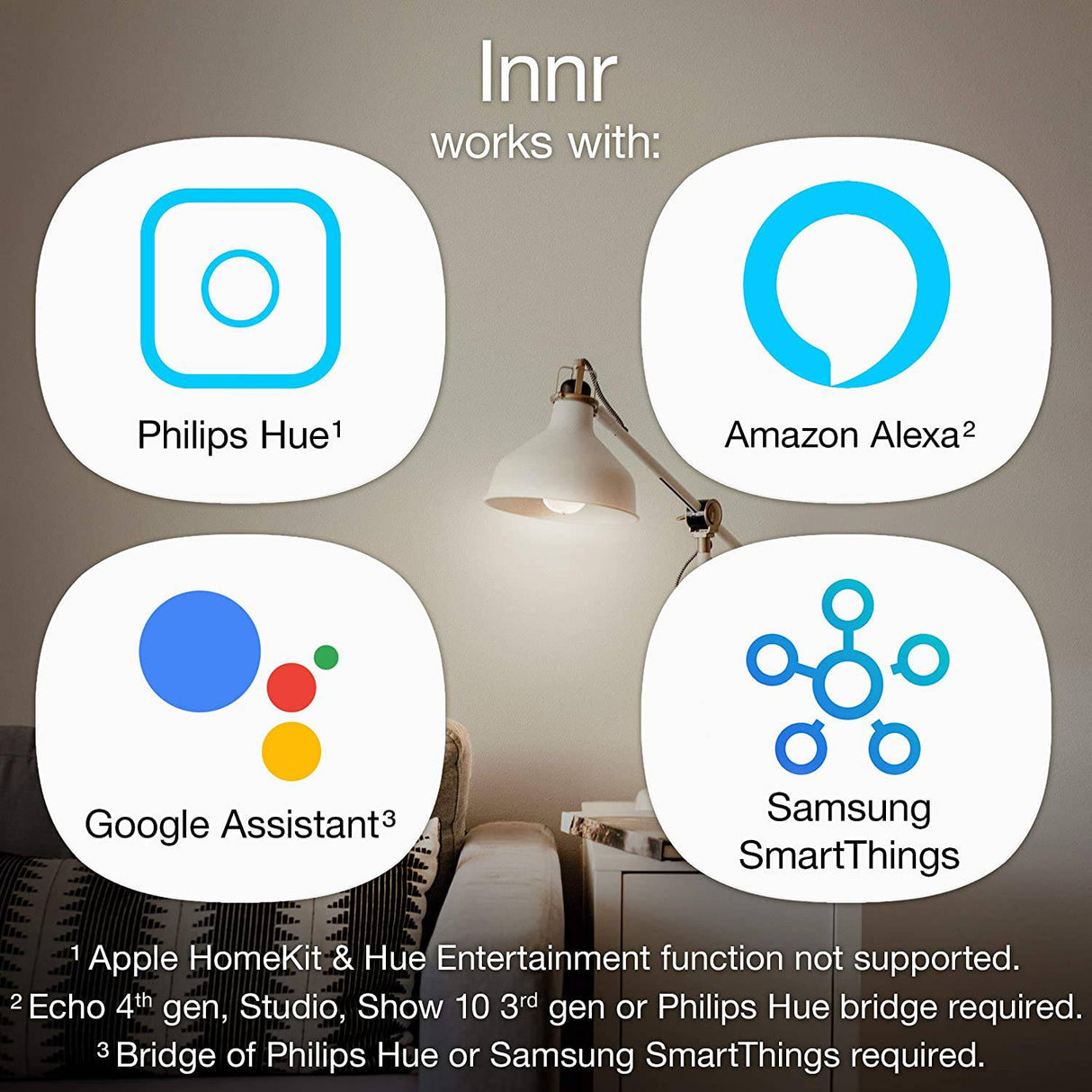 Innr Zigbee Smart Bulb A19 Color, funciona con Philips Hue, SmartThings, Alexa y Hey Google (se requiere Hub), bombilla LED RGBW regulable A19 con base E26, equivalente a 60 W, paquete de 2, AE 280 C-2 - DIGVICE MX