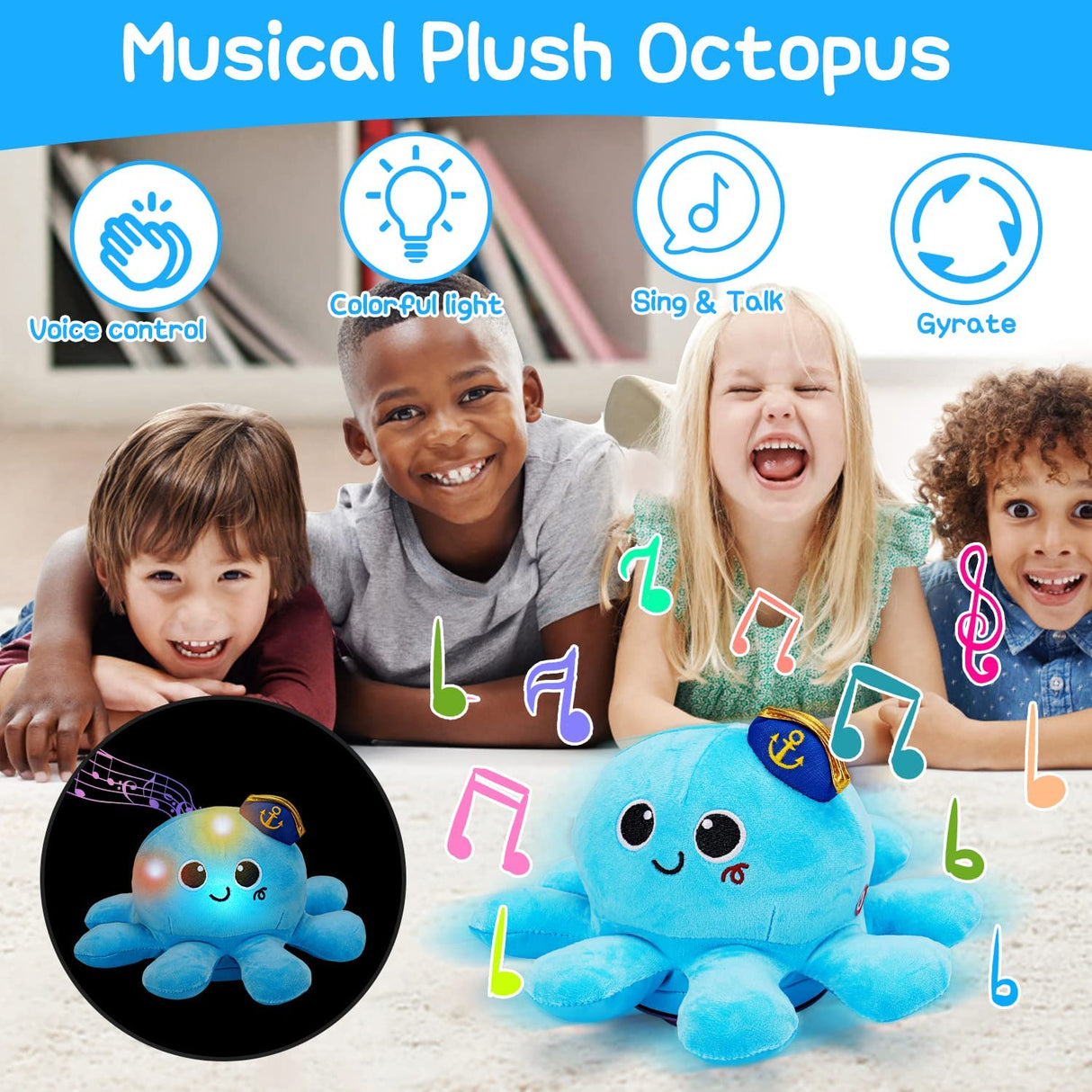 Tsomtto - Pulpo de peluche musical - B0BC1NLY9S