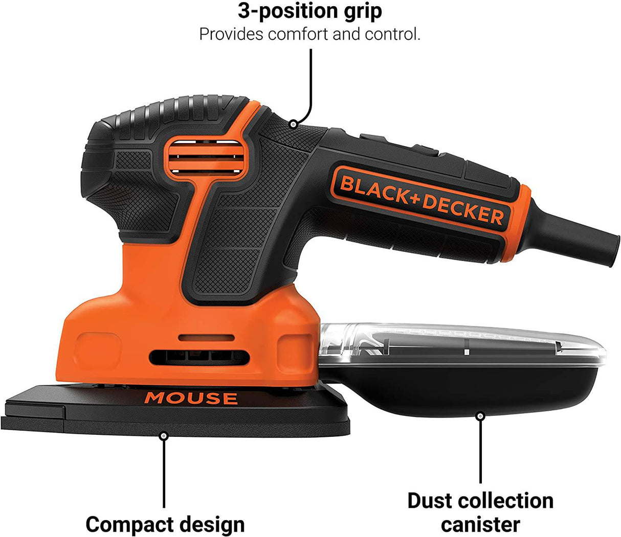 BLACK+DECKER - Lijadora eléctrica para detalles MOUSE de 1,2 amperios (BDEMS600) - DIGVICE MX