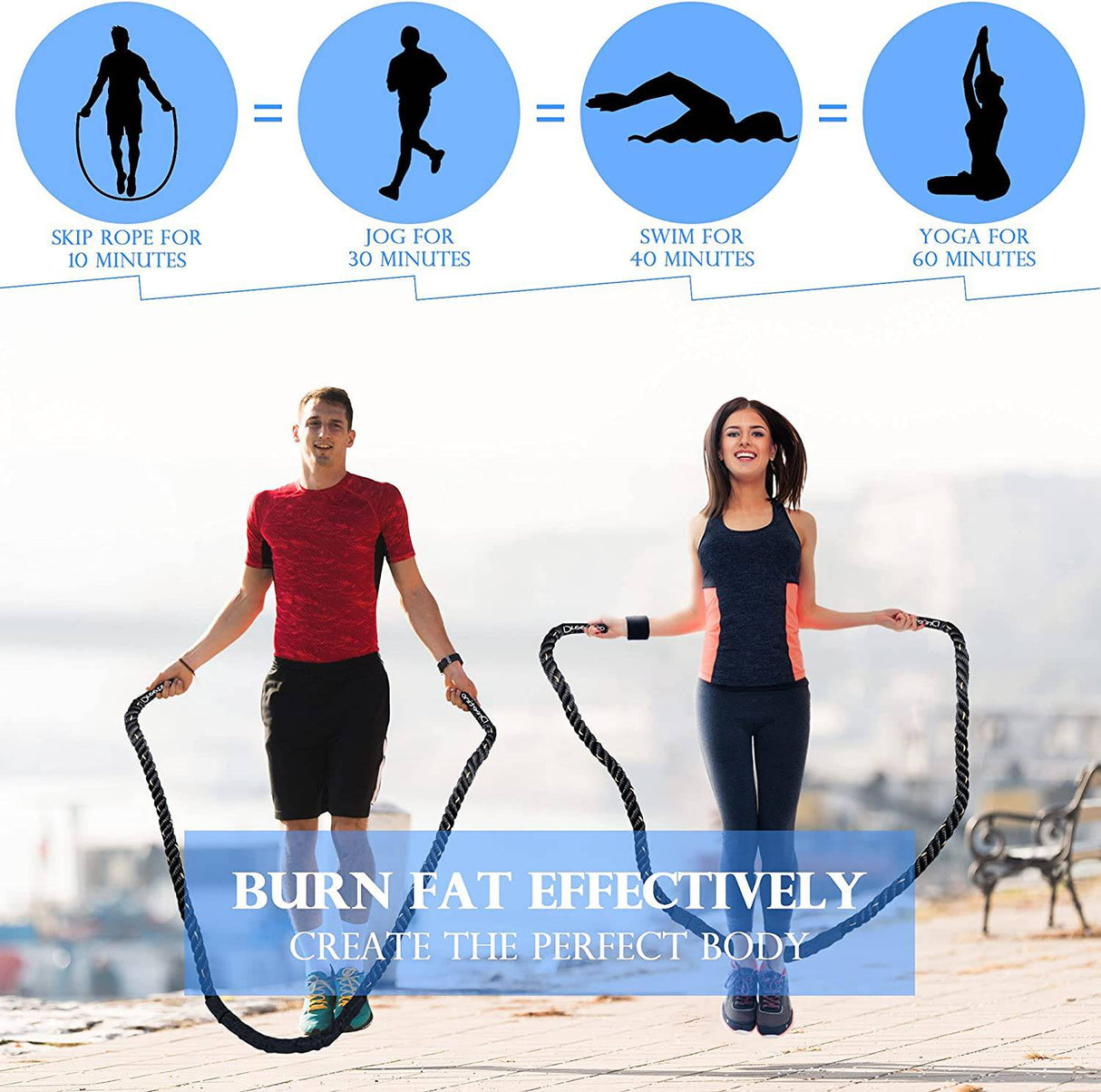 Dreetino - 2LB-10FT Heavy Durable Jump Rope Adult Fitness Weighted