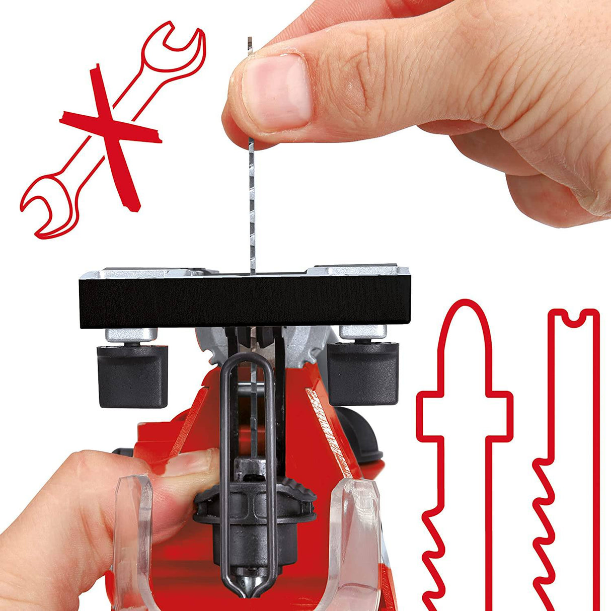 Einhell TC-JS Power X-Change Sierra de calar inalámbrica de 18 voltios 2700 SPM, longitud de carrera de 4/5 pulgadas, ángulo de bisel máximo de 45° - DIGVICE MX