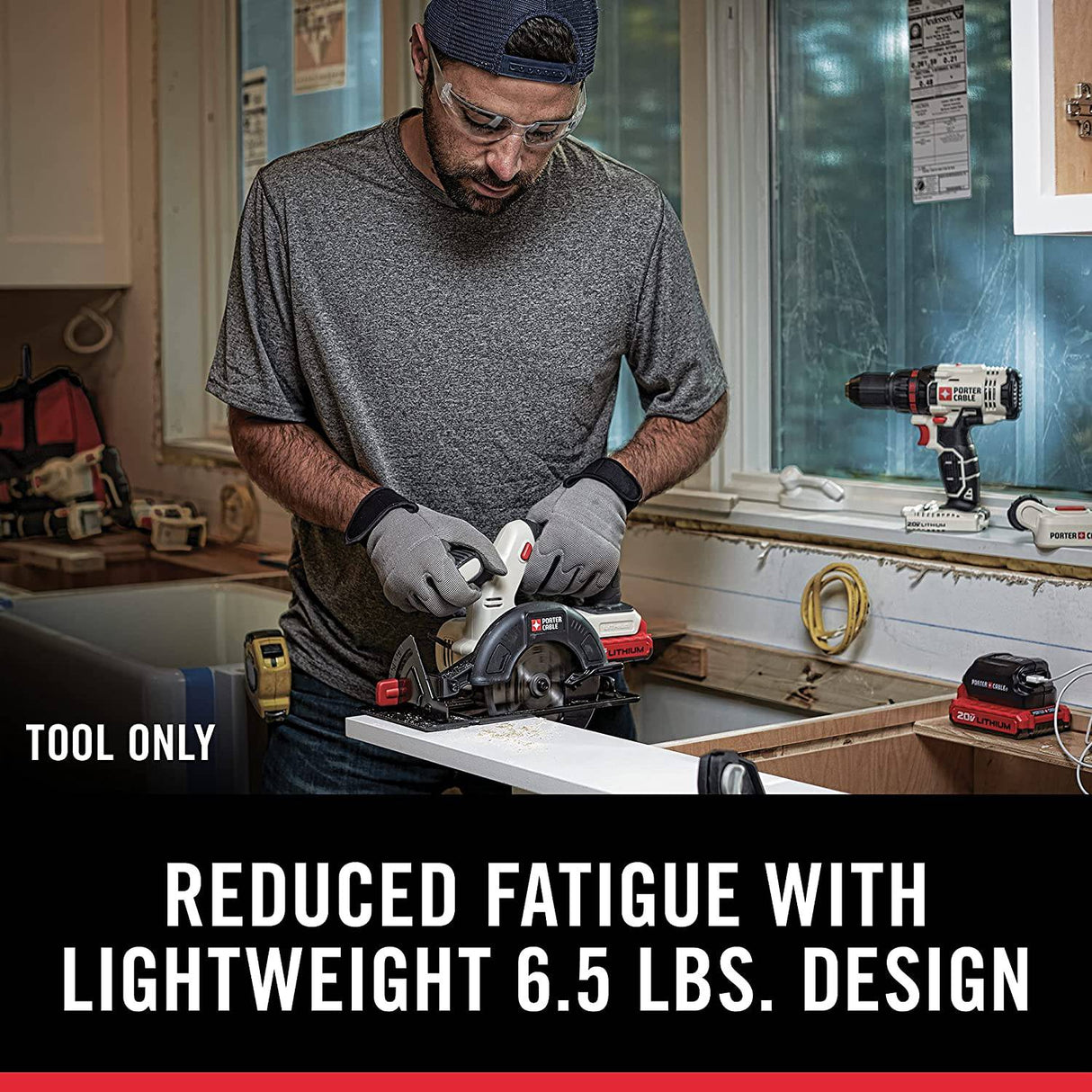 Sierra circular inalámbrica PORTER-CABLE 20V MAX* de 6-1/2 pulgadas, solo herramienta (PCC660B) - DIGVICE MX