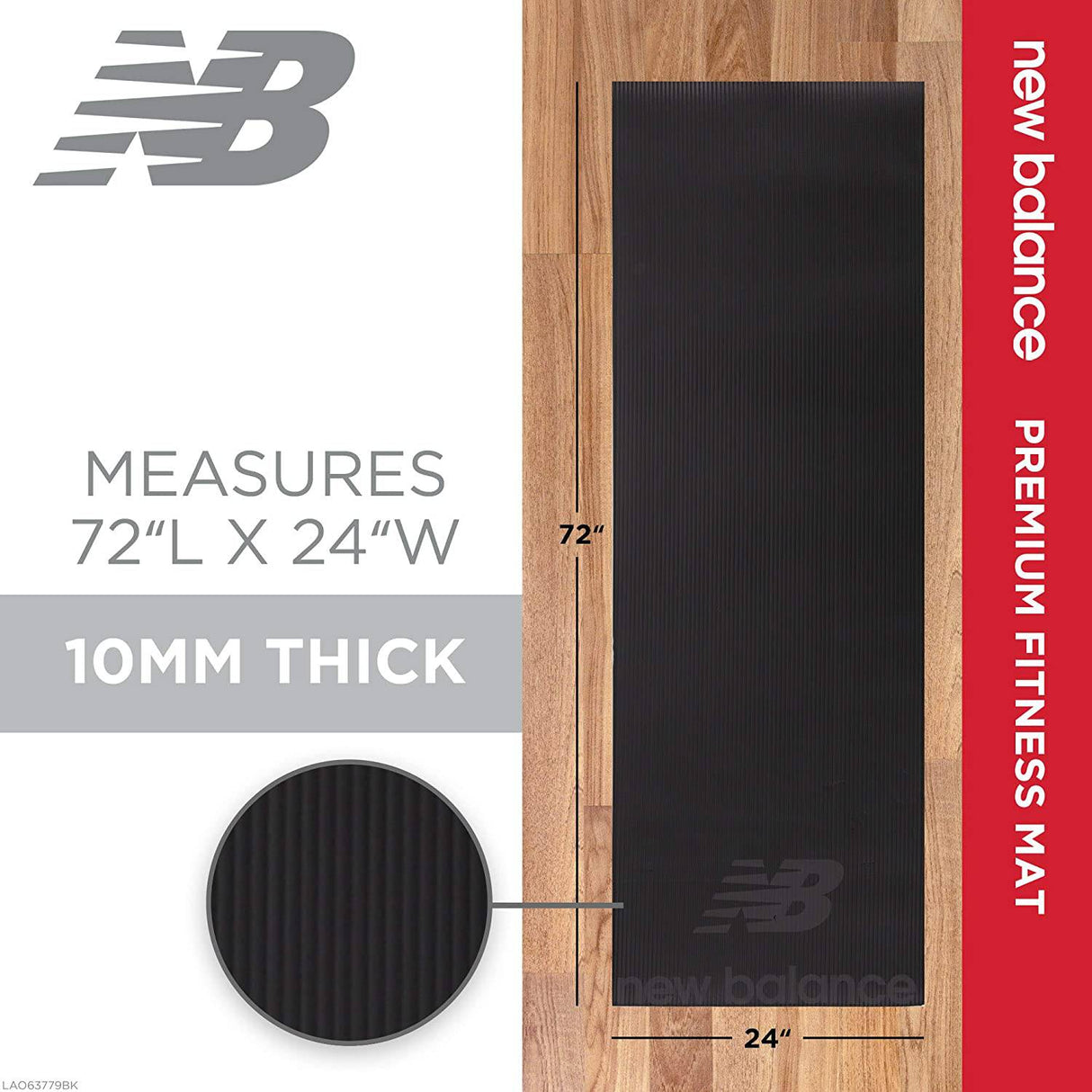 New Balance - Colchoneta de fitness de 10 mm de grosor - Colchoneta de ejercicios para ejercicios Esterillas de yoga para mujeres y hombres - Antideslizante y fácil de limpiar