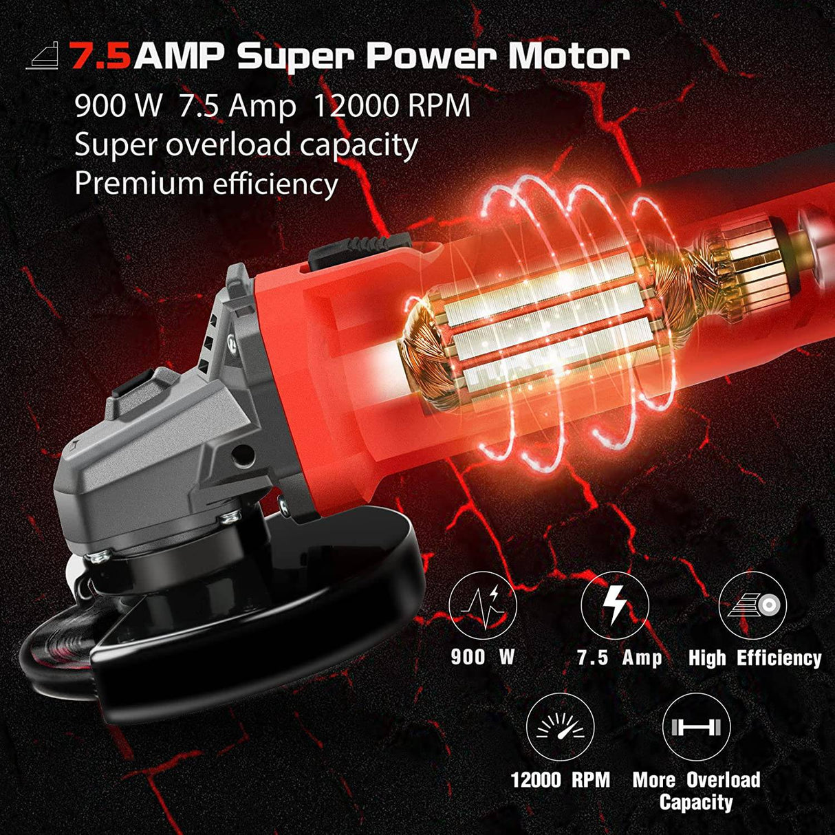 SHALL Herramienta de amoladora angular 7.5Amp 4-1/2 pulgadas Herramientas eléctricas, amoladora eléctrica de metal 12000 RPM con 2 protectores de seguridad, 3 ruedas de corte, 3 discos de solapa, mango antideslizante y cepillo de carbón para metal, madera - DIGVICE MX