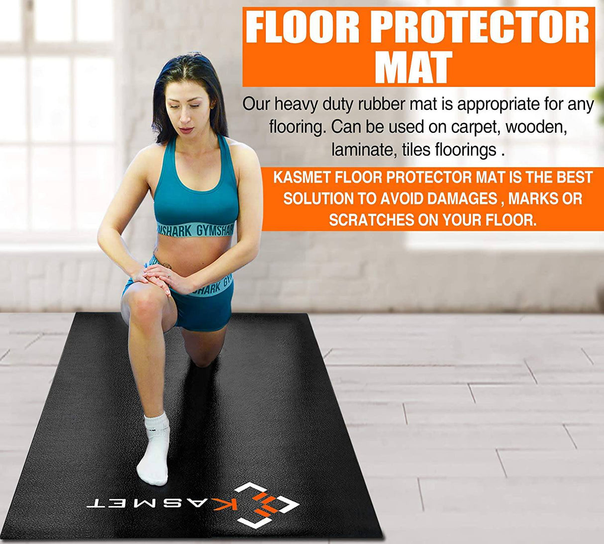 KASMET Tapete para caminadora para piso de madera dura, tapete de gimnasio antideslizante para cualquier equipo de ejercicio en el hogar, tapetes para bicicleta de ejercicio, (XL-96.46x37.8x0.24 in)