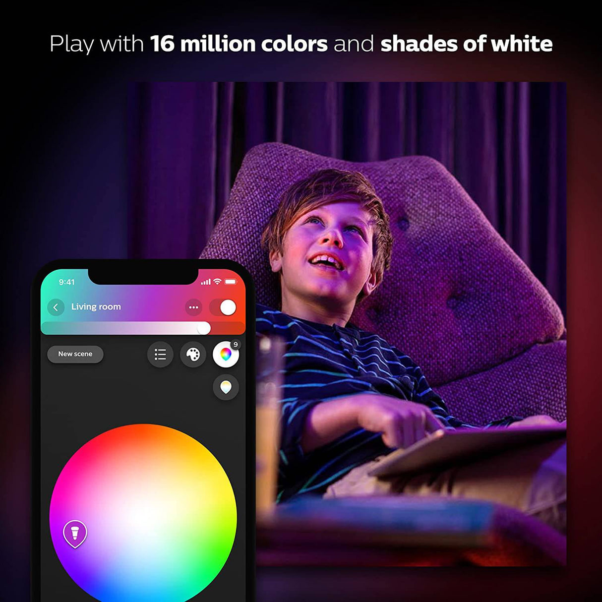 Bombilla inteligente Philips Hue Single Premium A19, 16 millones de colores, para la mayoría de las lámparas y luces de techo (se requiere Hue Hub, funciona con Alexa), versión antigua, blanca (464487) - DIGVICE MX