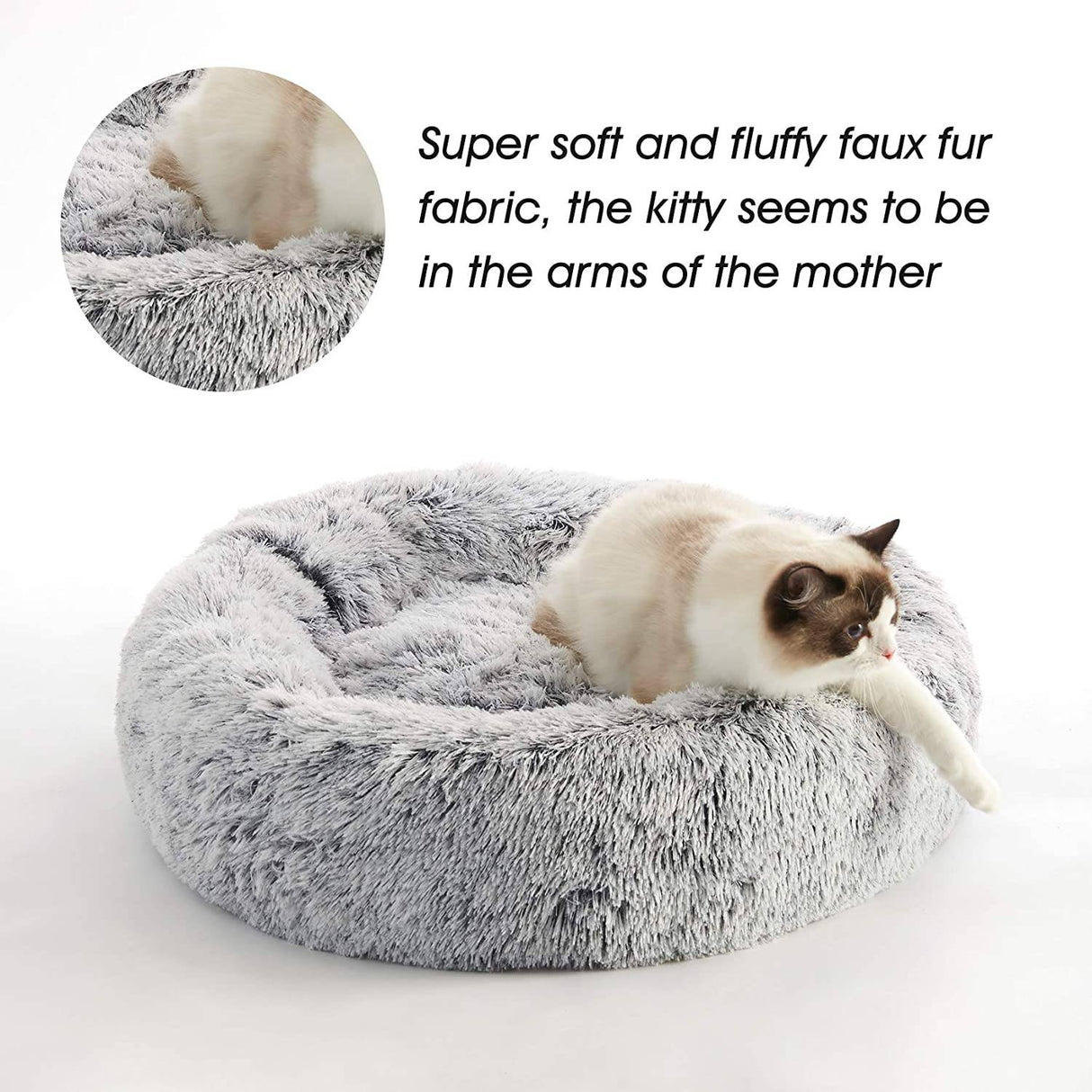 WESTERN HOME - Cama calmante para perros y gatos, cama antiansiedad para perros con forma de donut, cama redonda cálida y acogedora para perros, cama con cojín de felpa de piel sintética esponjosa para perros y gatos pequeños y medianos 24" LARGE - DIGVICE MX