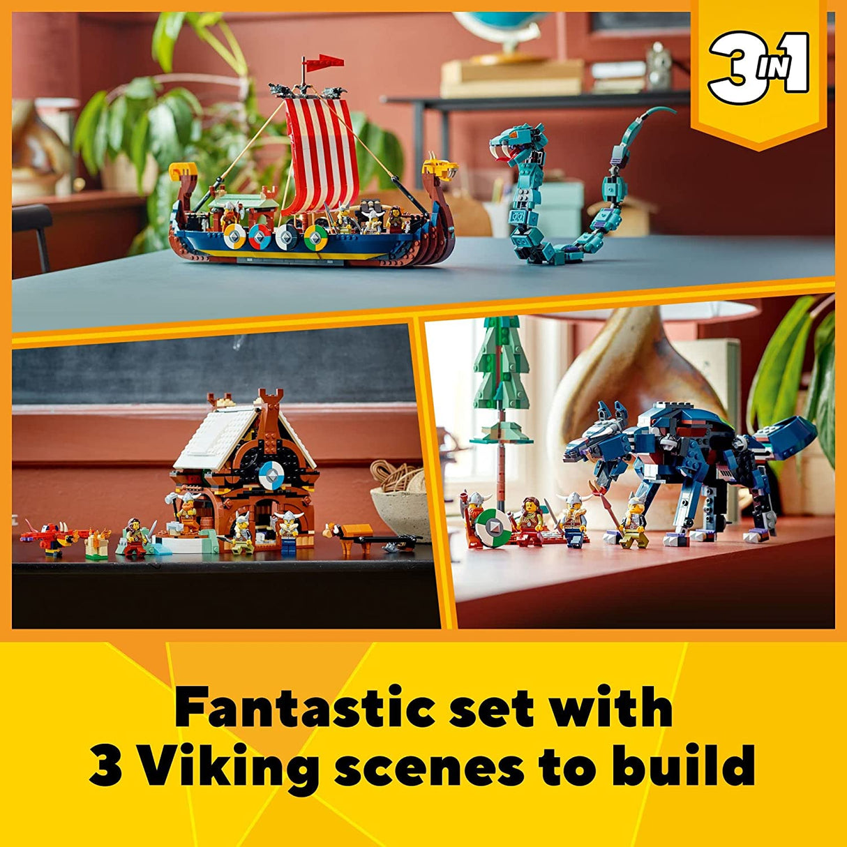 LEGO Creator 3in1 Viking Ship and The Midgard Serpent 31132 (1192 piezas)
