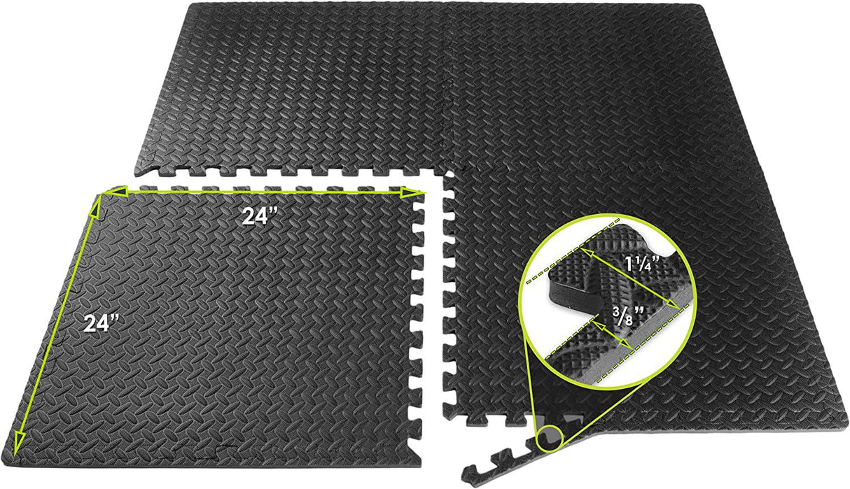 ProsourceFit Puzzle - Colchoneta de ejercicios de ½”, baldosas entrelazadas de espuma EVA, piso protector para equipos de gimnasio y cojín para entrenamientos