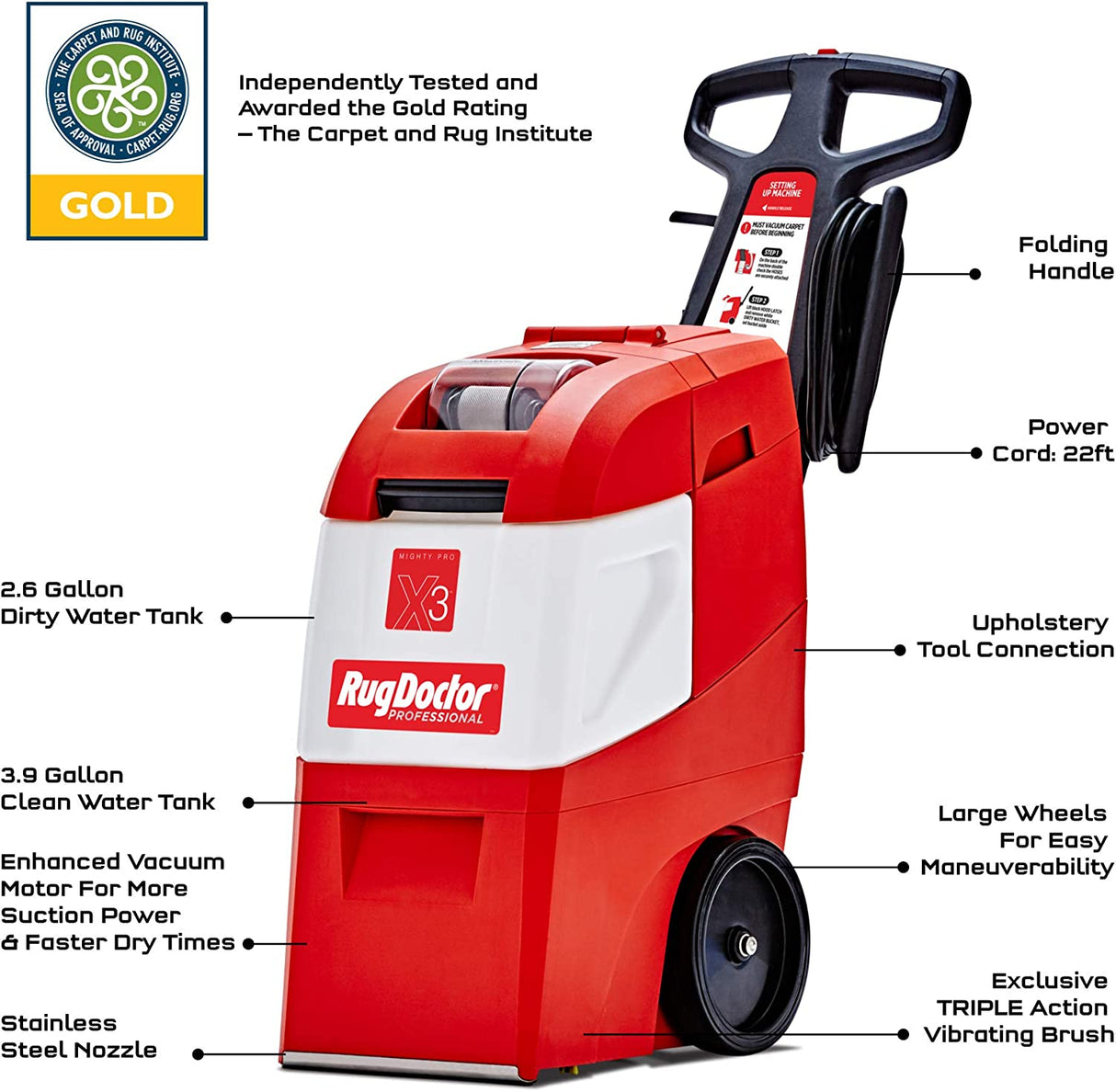 Rug Doctor Mighty Pro X3 Limpiador de alfombras comercial 90011