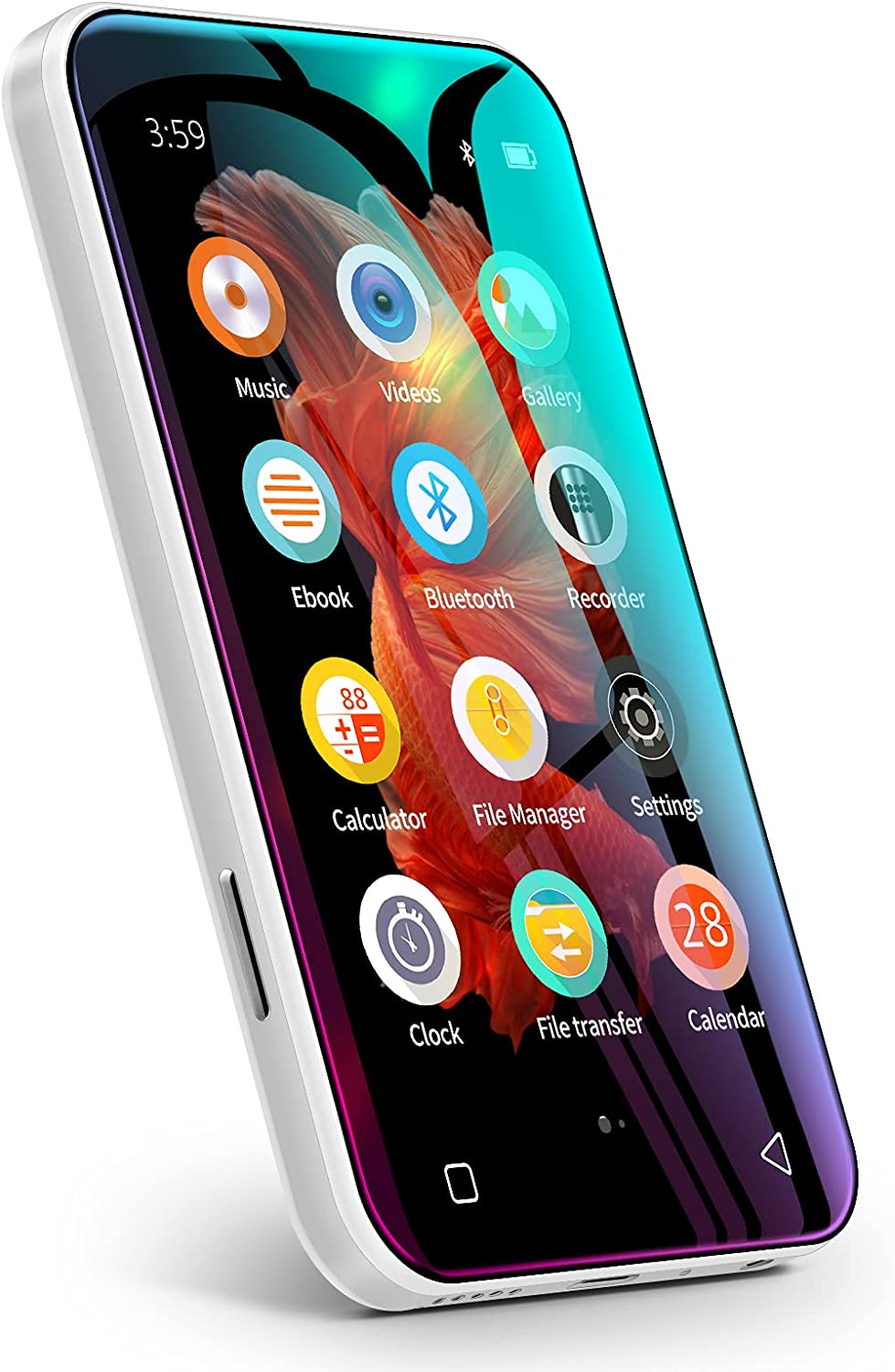 TIMMKOO Reproductor de MP3 con Bluetooth, pantalla táctil completa de 4.0" Reproductor de MP4 con altavoz Q3E