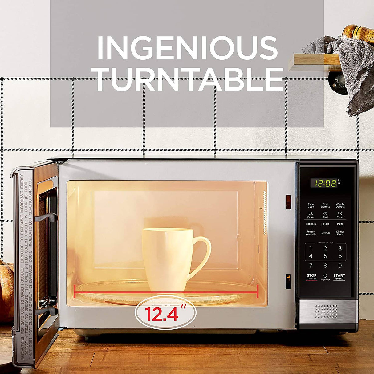 BLACK+DECKER EM031MB11 Horno de microondas digital con puerta de botón giratorio, bloqueo de seguridad para niños, 1000 W, 1.1 pies cúbicos, negro y acero inoxidable, 1.1 pies cúbicos - DIGVICE MX