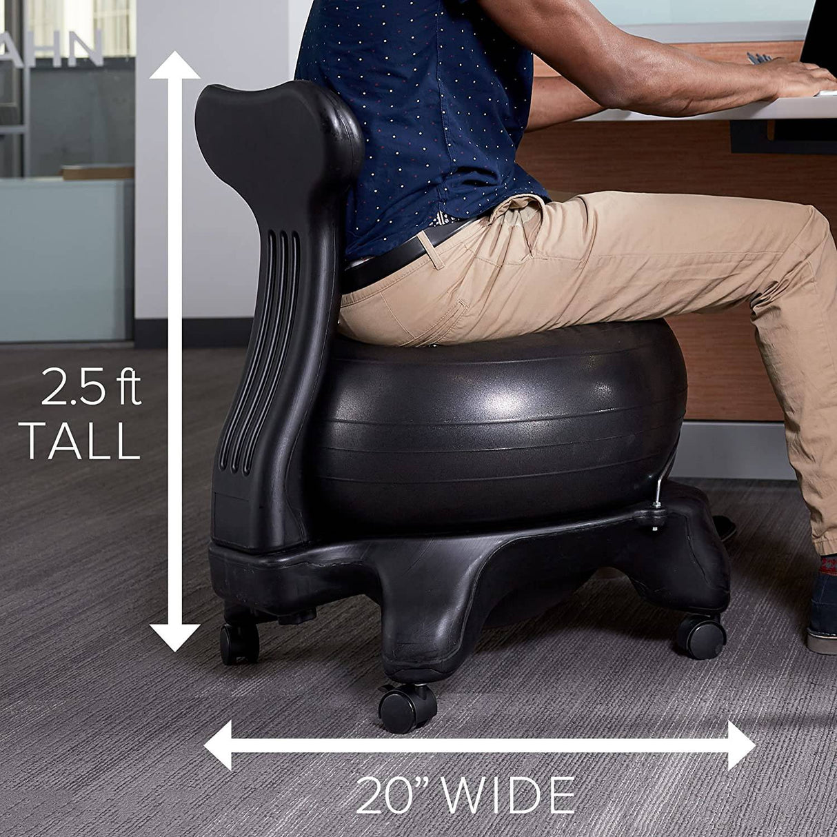 Gaiam Classic Balance Ball Chair - Silla ergonómica premium para el hogar y la oficina con bomba de aire, guía de ejercicios