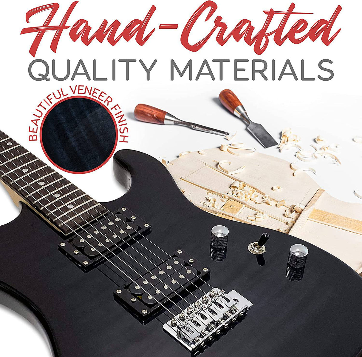 Pyle - Kit de guitarra eléctrica para principiantes con amplificador - Kit de inicio Paquete de instrumentos de tamaño completo de 39 "con pastillas Humbucker y amplificador Rock