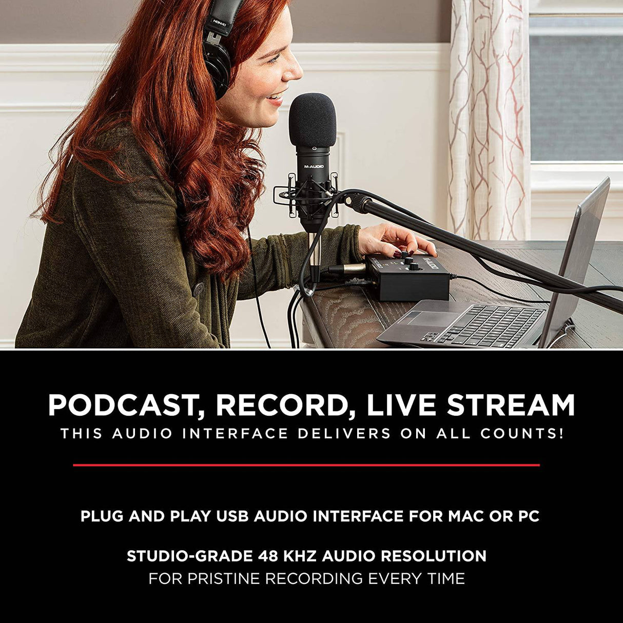 M-Audio M-Track Solo: interfaz de audio USB para grabación, transmisión y podcasting con entradas XLR, Line y DI, además de un paquete de software incluido