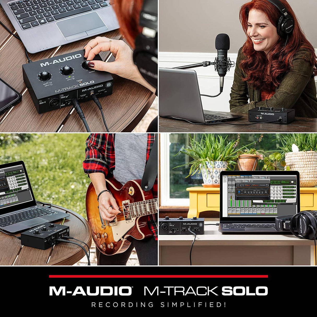 M-Audio M-Track Solo: interfaz de audio USB para grabación, transmisión y podcasting con entradas XLR, Line y DI, además de un paquete de software incluido