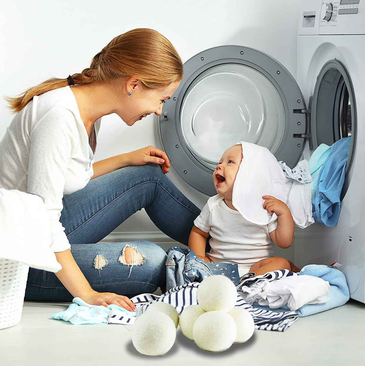 SnugPad - Bolas de lana para secadora, tamaño XL, paquete de 6, suavizante de tela natural, 100 % lana orgánica premium, sin rellenos, antiestático, sin pelusas, sin olor, sin químicos y reduce las arrugas, más de 1000 cargas, blanco, 6 unidades - DIGVICE MX