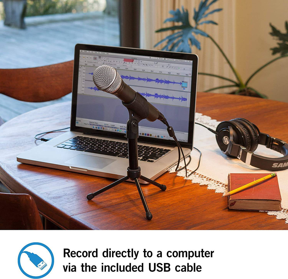 Samson Technologies Q2U USB/XLR Dynamic Microphone Recording and Podcasting Pack (incluye clip para micrófono, soporte de escritorio, parabrisas y cables), plateado
