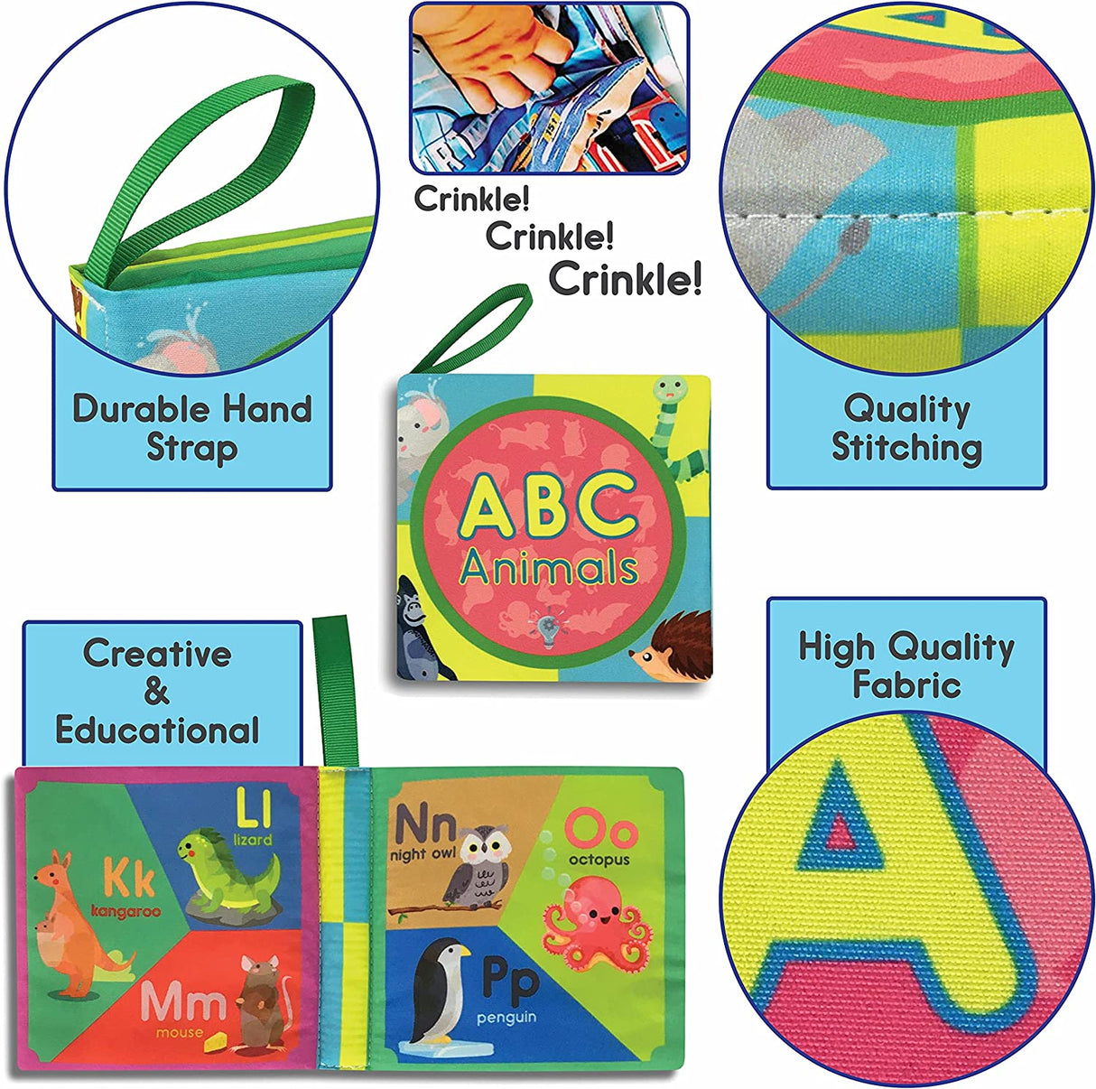 Spruce Lab - Libros educativos suaves para bebés, juego de 6 libros de tela, desarrollo sensorial - SLCB1