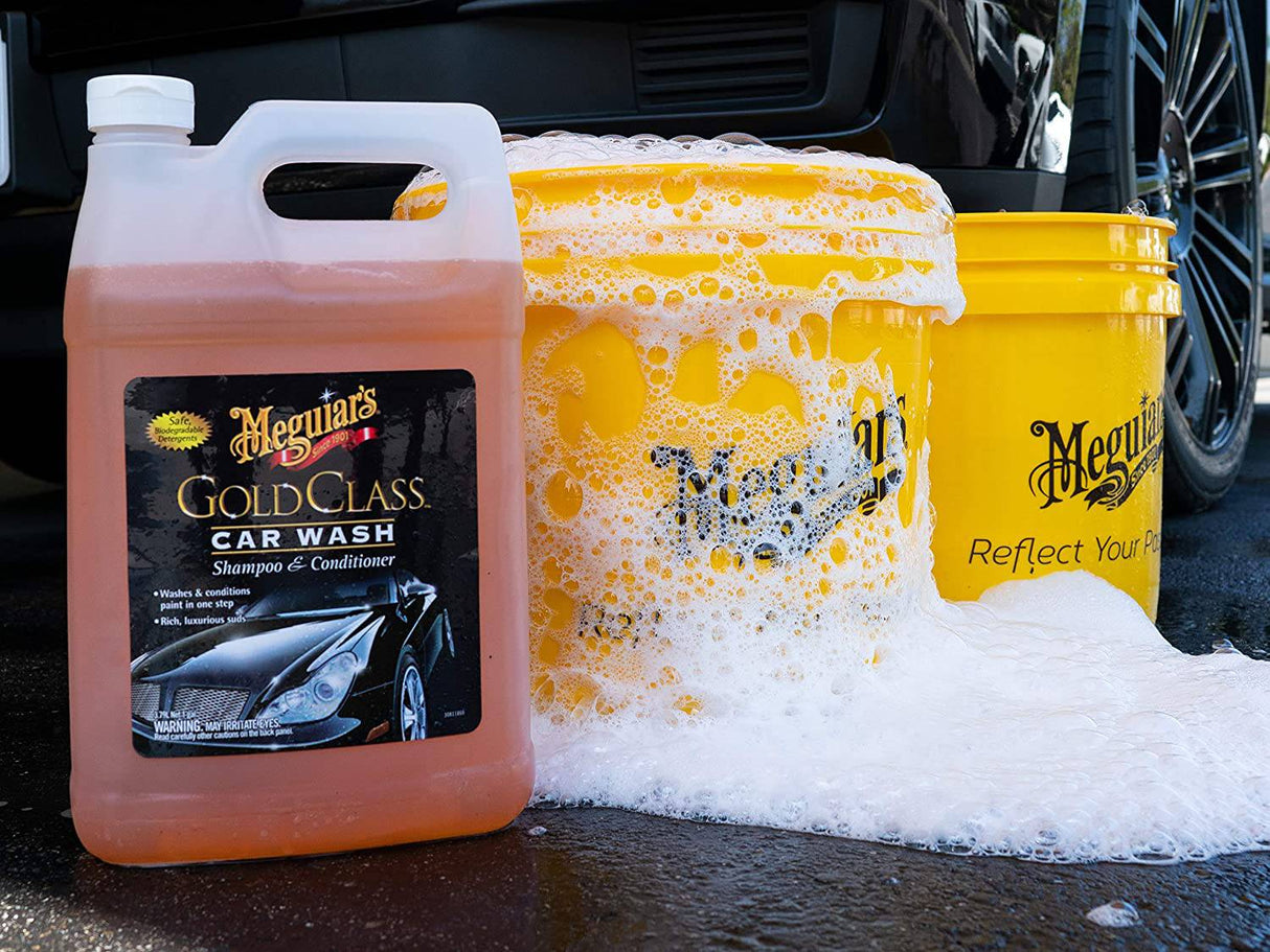 Meguiar's Cubeta amarilla - Cubo de lavado de autos para agua y espuma - 3.5 gal