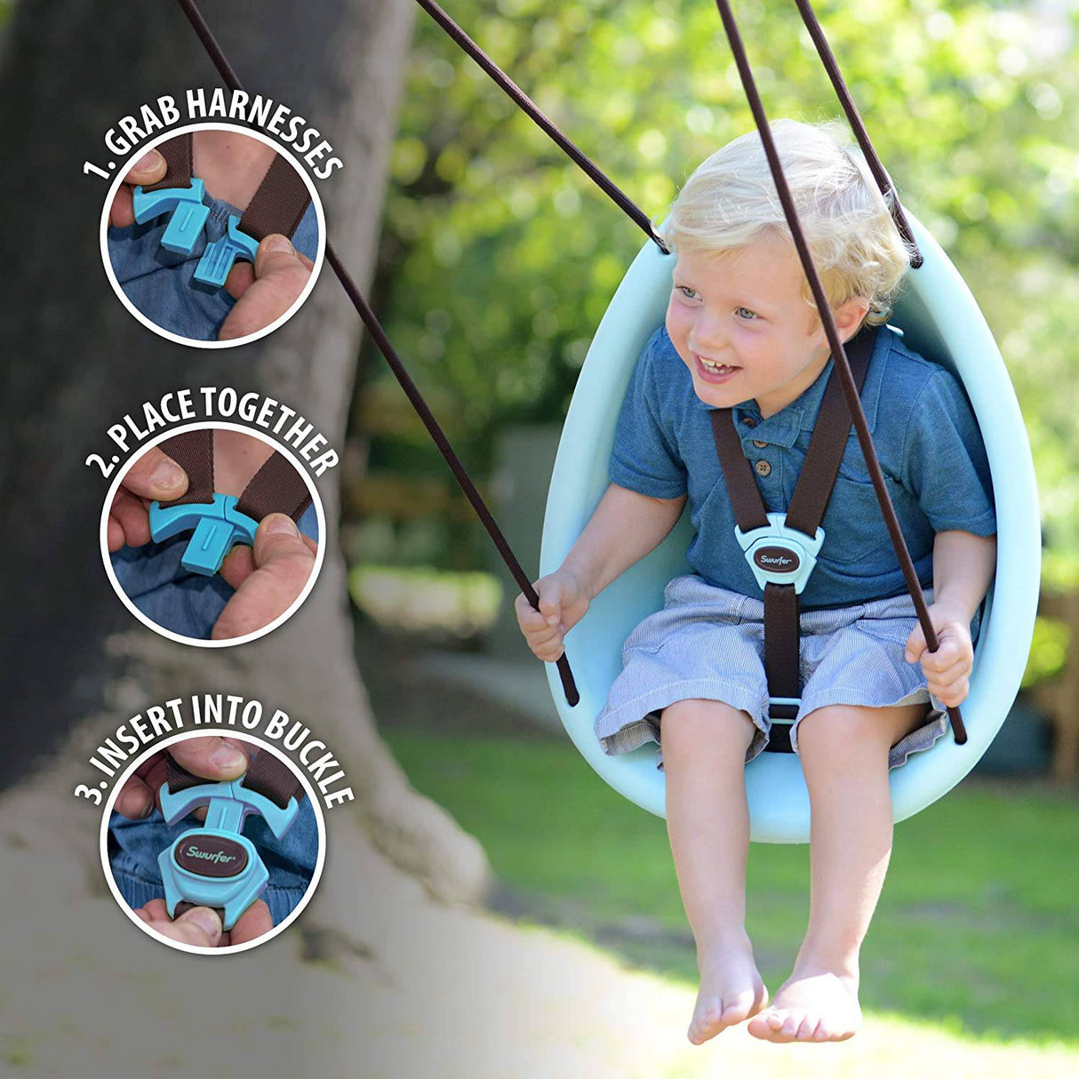 Swurfer Kiwi: el primer columpio de su hijo con diseño ergonómico de carcasa forrada de espuma, cuerda sin ampollas y arnés de seguridad de 3 puntos, a partir de los 9 meses - DIGVICE MX