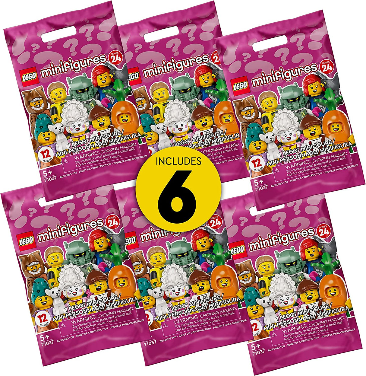 LEGO Minifigures Series 24 6-Pack 66733 Juego de juguetes de construcción para niños, niños y niñas a partir de 5 años