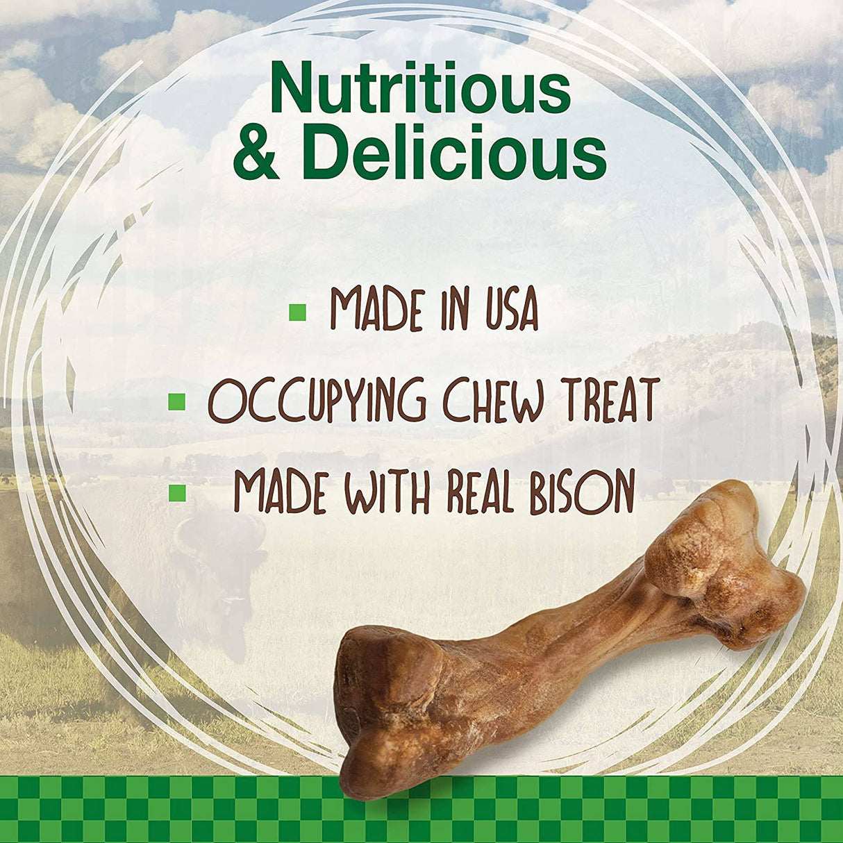 Nylabone Healthy Edibles Wild Dog Treat | Larga duración | todo natural | golosinas de hueso de perro | Fabricado en los Estados Unidos | con sabor a bisonte | con sabor a venado | MEDIANO - DIGVICE MX