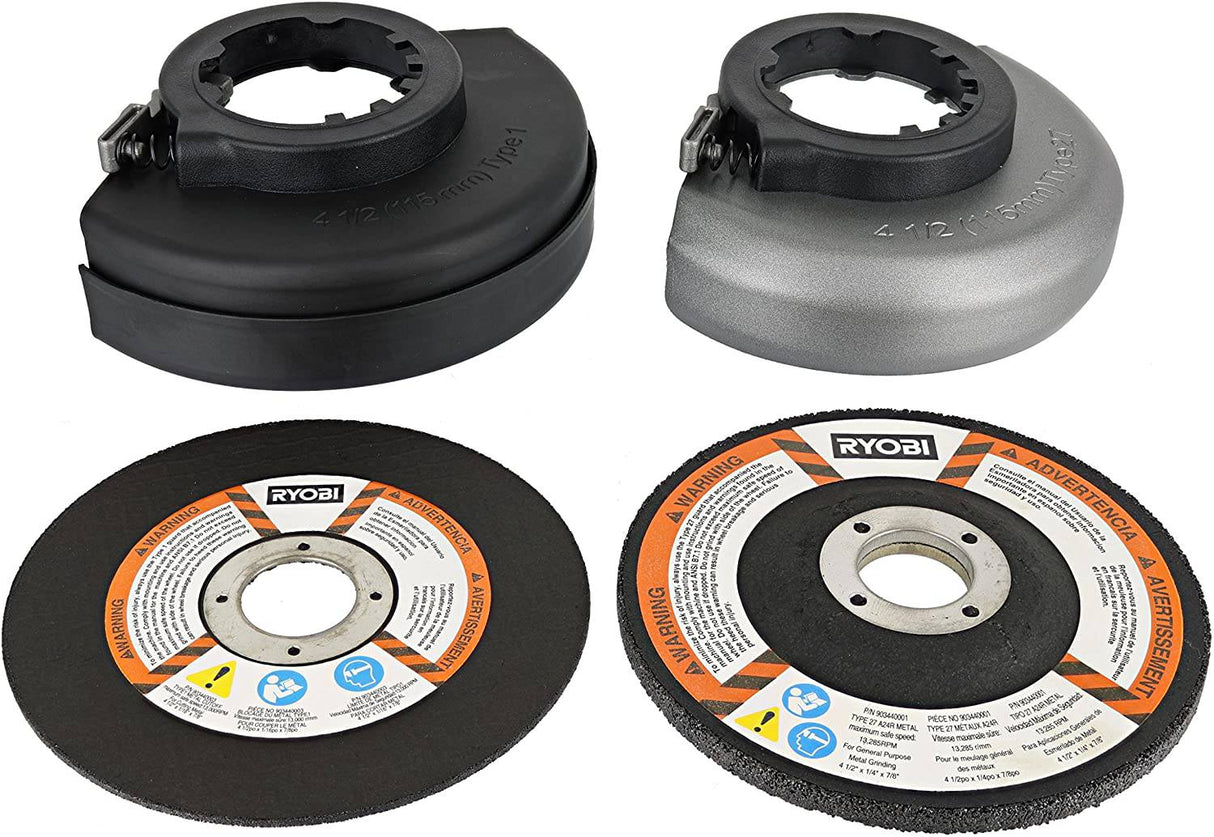 Ryobi P423 18V One+ sin escobillas 4-1/2" 10,400 RPM Amoladora y cortador de metal con mango lateral ajustable de 3 posiciones y llave inglesa integrada (batería no incluida, solo herramienta eléctrica) - DIGVICE MX