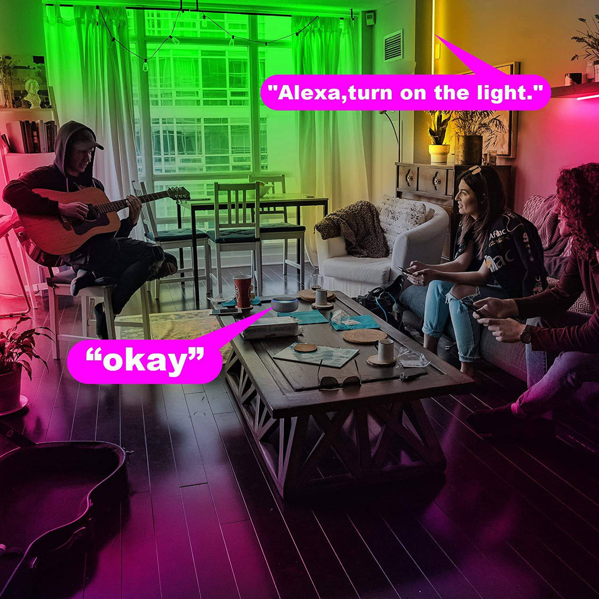 PHOPOLLO Smart WiFi Luces LED de 100 pies para sincronización de dormitorio con música, tira de luces LED compatibles con Alexa y Google Home - DIGVICE MX