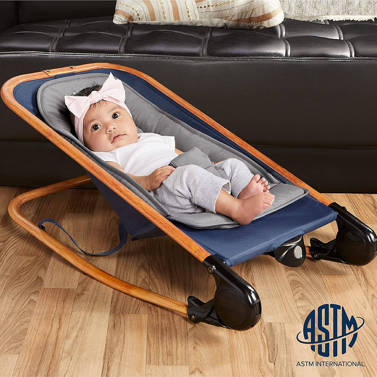 Dream on Me Rock with me Balancín y asiento estacionario 2 en 1 | Mecedora portátil compacta para bebés con barra de juguetes extraíble y juguetes colgantes en azul - DIGVICE MX