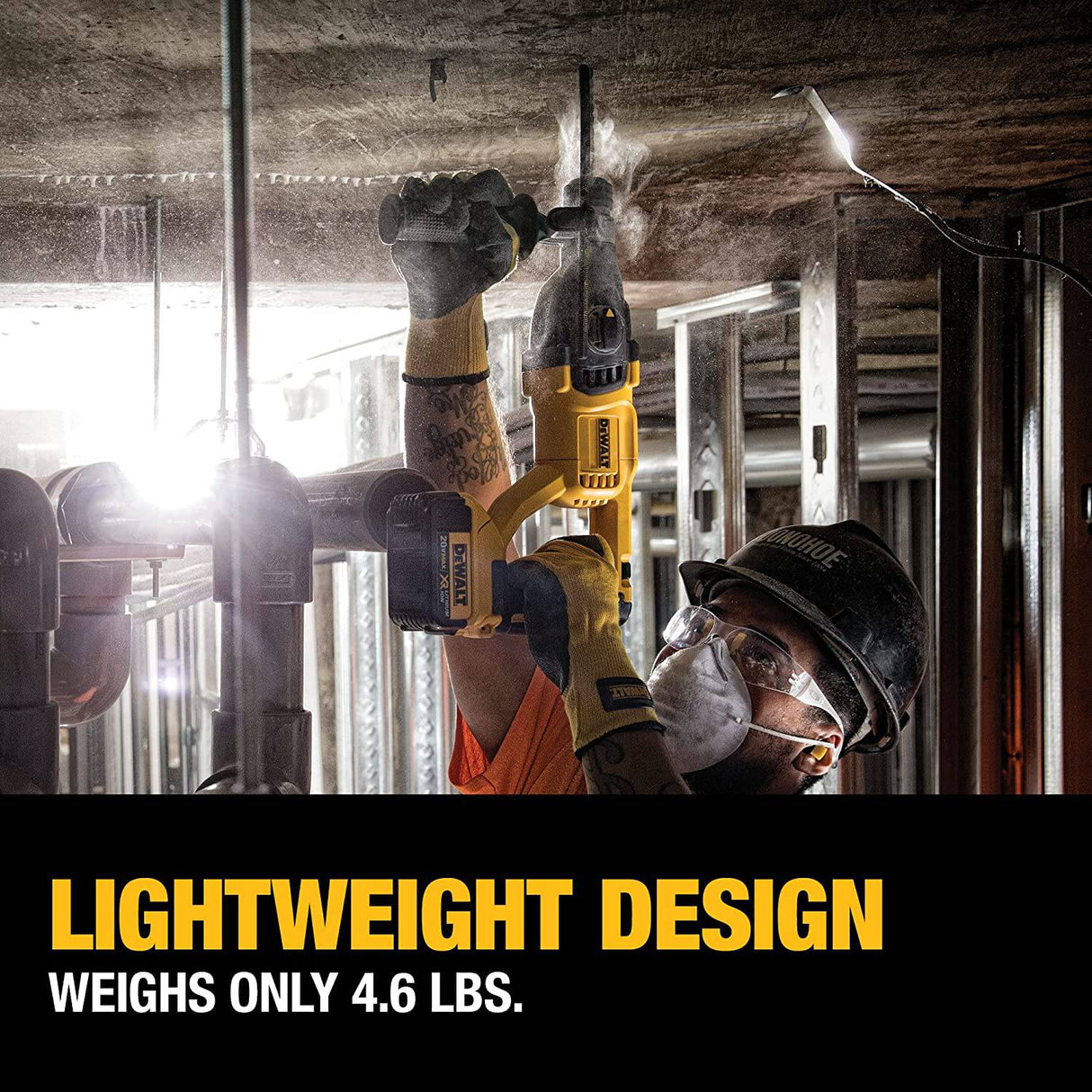 DEWALT 20V MAX* XR Kit de taladro de martillo rotatorio, mango en D, 1 pulgada (DCH133M2) - DIGVICE MX