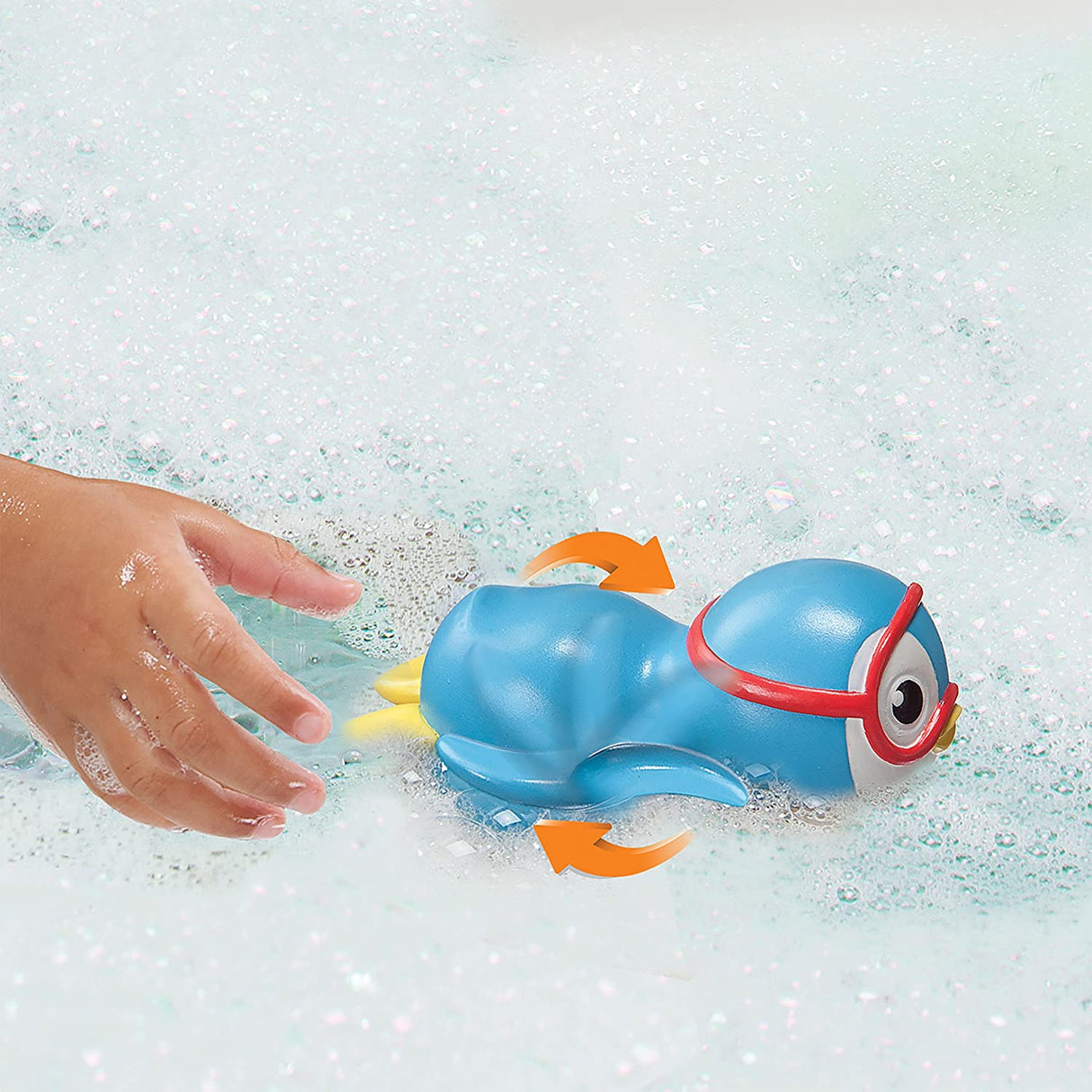 Munchkin Wind Up Swimming Penguin Juguete de baño para bebés y niños pequeños, azul - 15845
