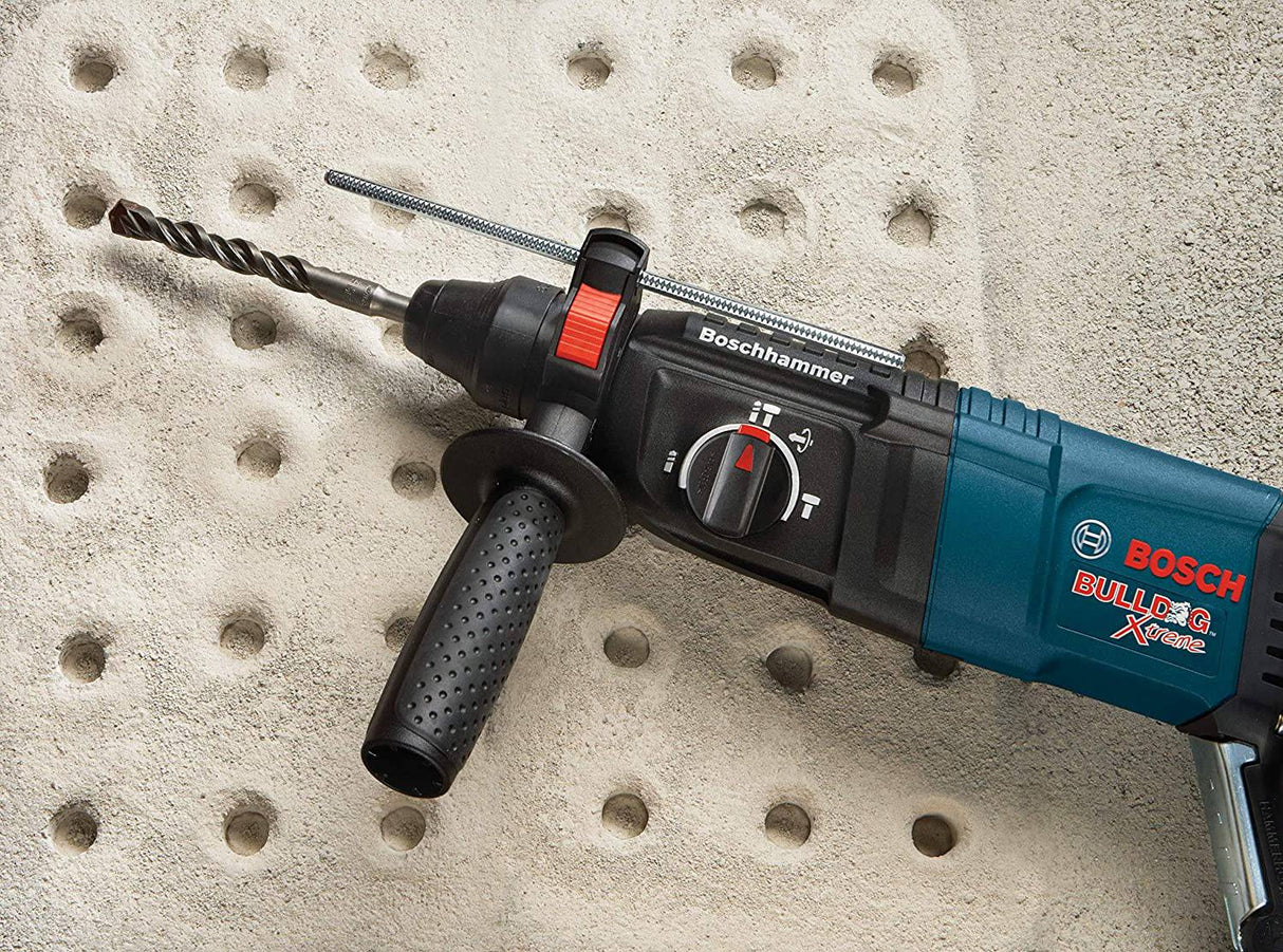 BOSCH 11255VSR Bulldog Xtreme - Taladro eléctrico con cable de 8 amperios y 1 pulgada de velocidad variable Sds-Plus para concreto/mampostería con estuche de transporte, azul - DIGVICE MX