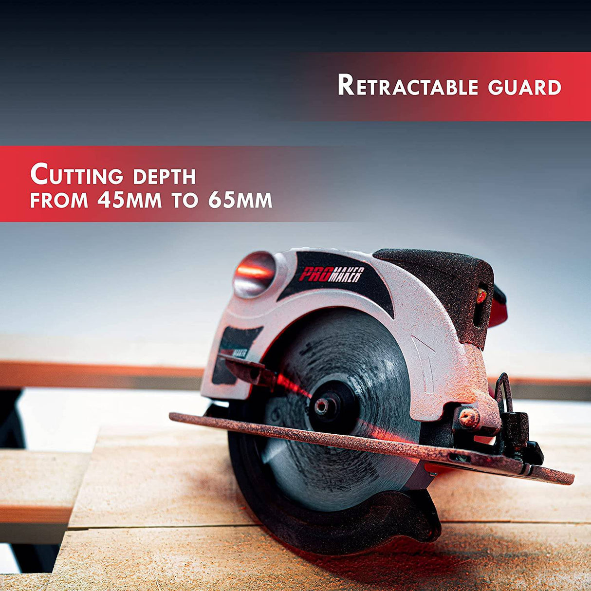 Sierra circular Promaker para trabajo pesado de 7 1/4, 5500 RPM, sierra circular eléctrica de 13 AMP, sierra circular con cable y guía láser, sierra eléctrica con disco para cortar madera, sierra para madera de 1500 W. PRO-SC1500 - DIGVICE MX