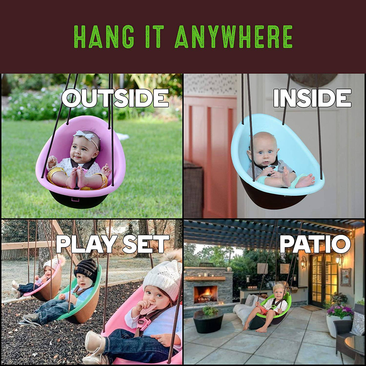 Swurfer Kiwi: el primer columpio de su hijo con diseño ergonómico de carcasa forrada de espuma, cuerda sin ampollas y arnés de seguridad de 3 puntos, a partir de los 9 meses - DIGVICE MX