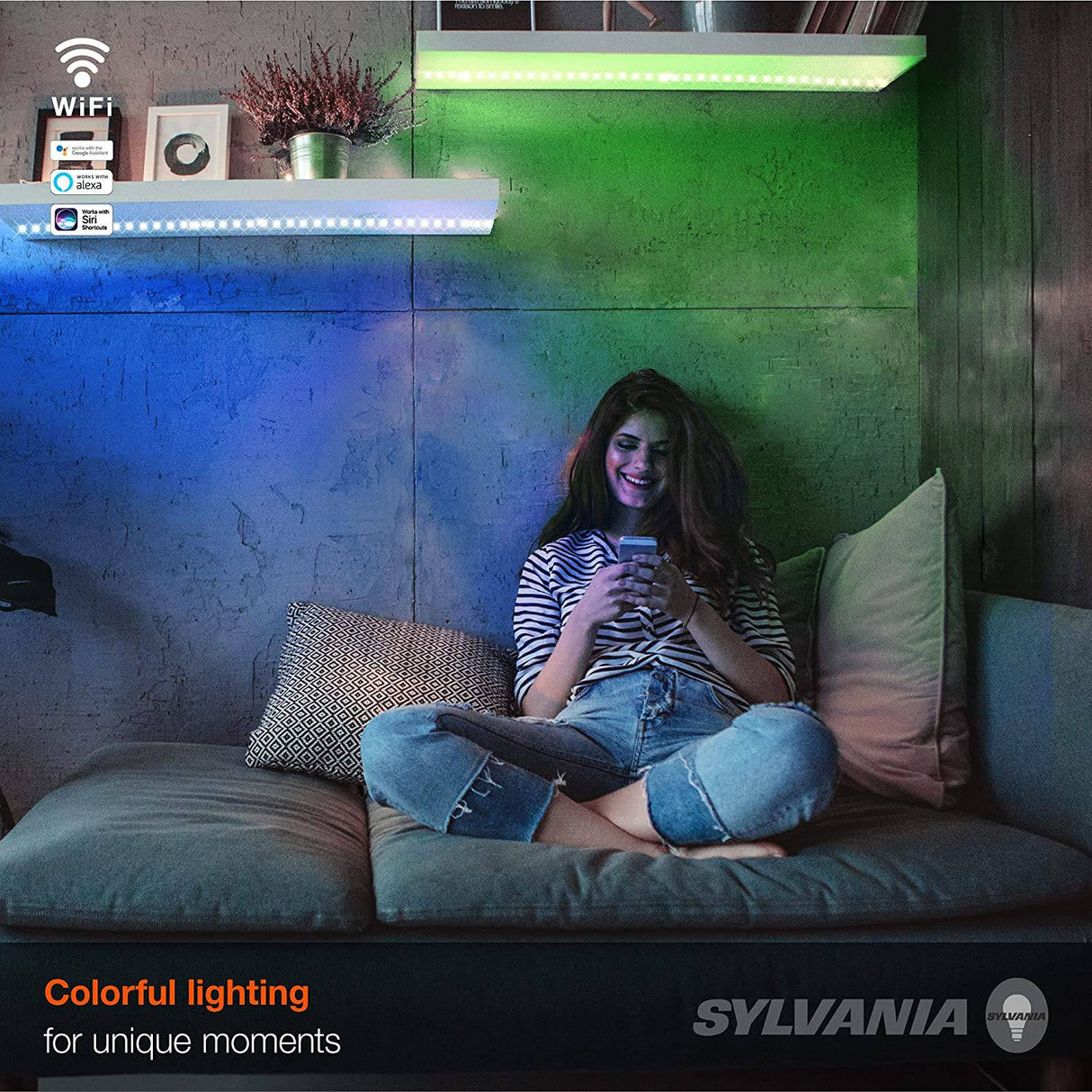 SYLVANIA Smart LED WiFi tira de luz a todo color, 6.5 pies, regulable, compatible con Alexa y Google Home solamente, 1 paquete (75704) - DIGVICE MX