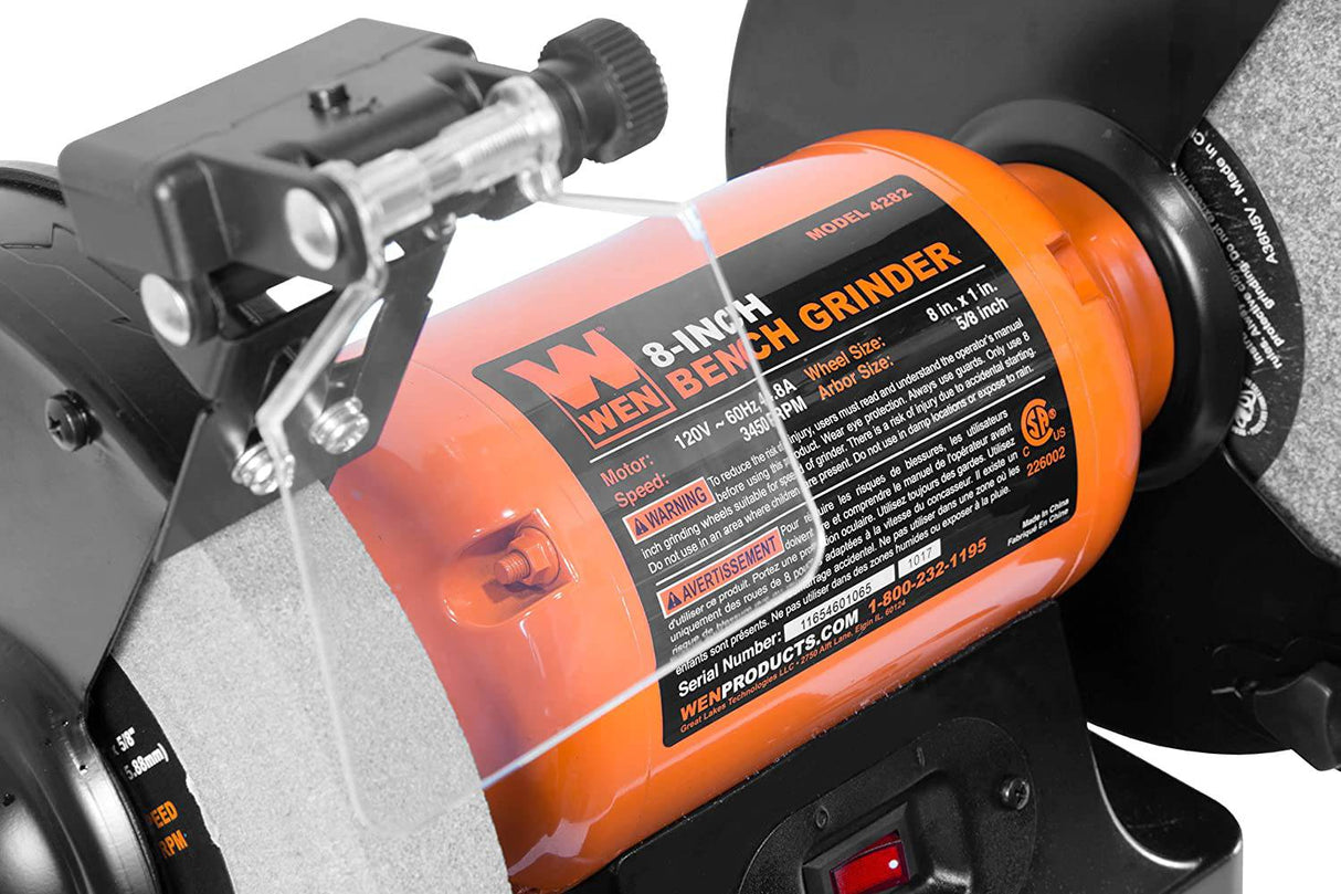 WEN BG4282 Amoladora de banco de una sola velocidad de 4.8 amperios y 8 pulgadas con luces de trabajo LED - DIGVICE MX