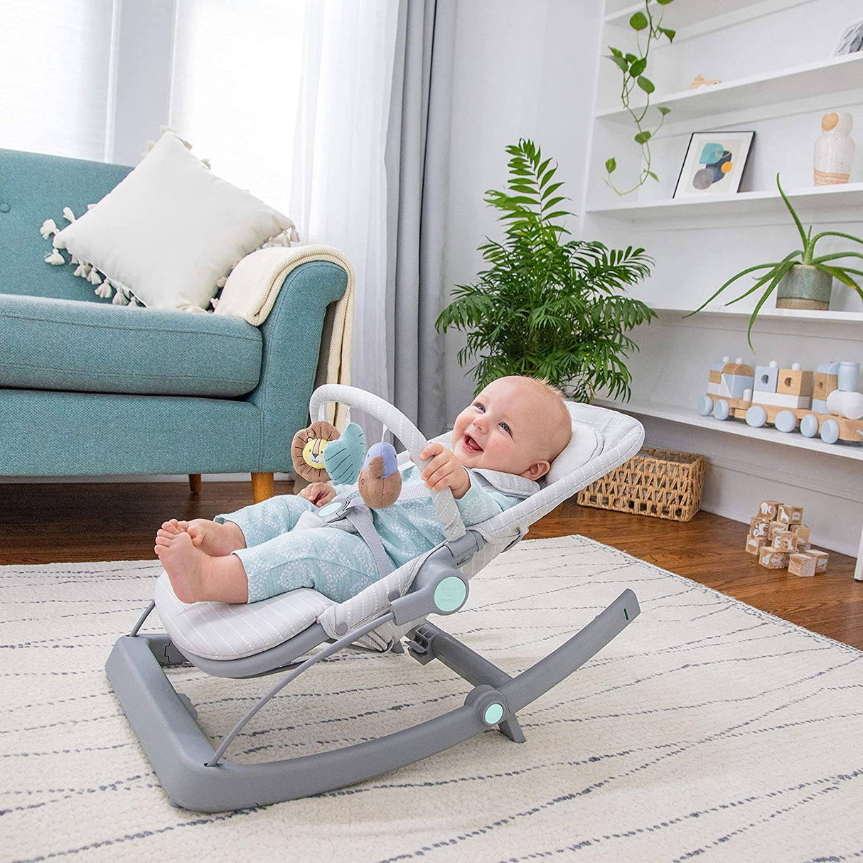 aden + anais Asiento de transición 3 en 1 para bebés y niños pequeños - Mecedora reclinable, mecedora y asiento para recién nacidos a 2 años - Funda suave de muselina 100% algodón - Arnés de seguridad de 5 puntos - Jungle Jam Toys - DIGVICE MX