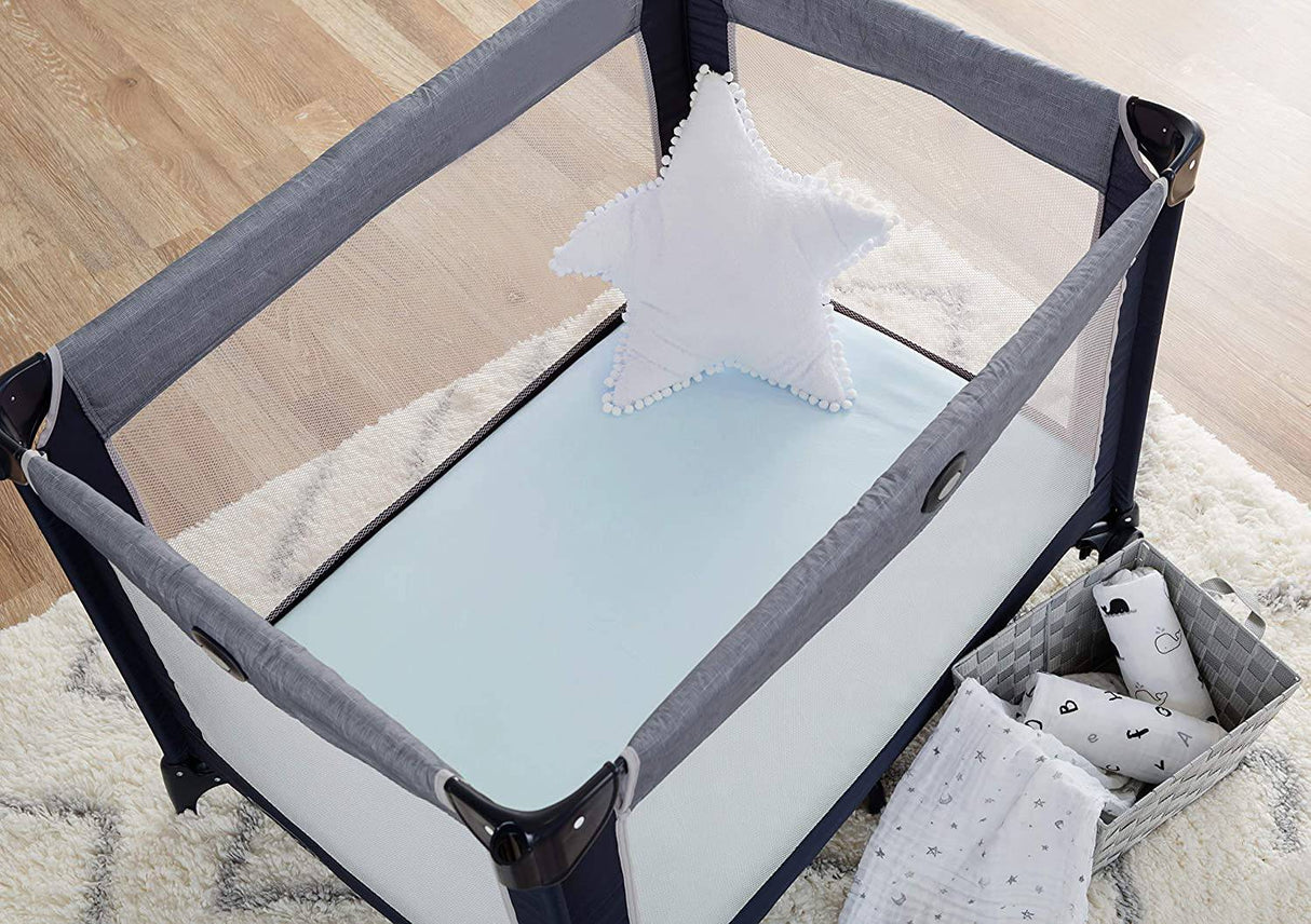 American Baby Company Paquete de 3 sábanas bajeras 100% algodón natural Jersey Knit Pack N Play Playard, azul, suave y transpirable, para niños y niñas - DIGVICE MX