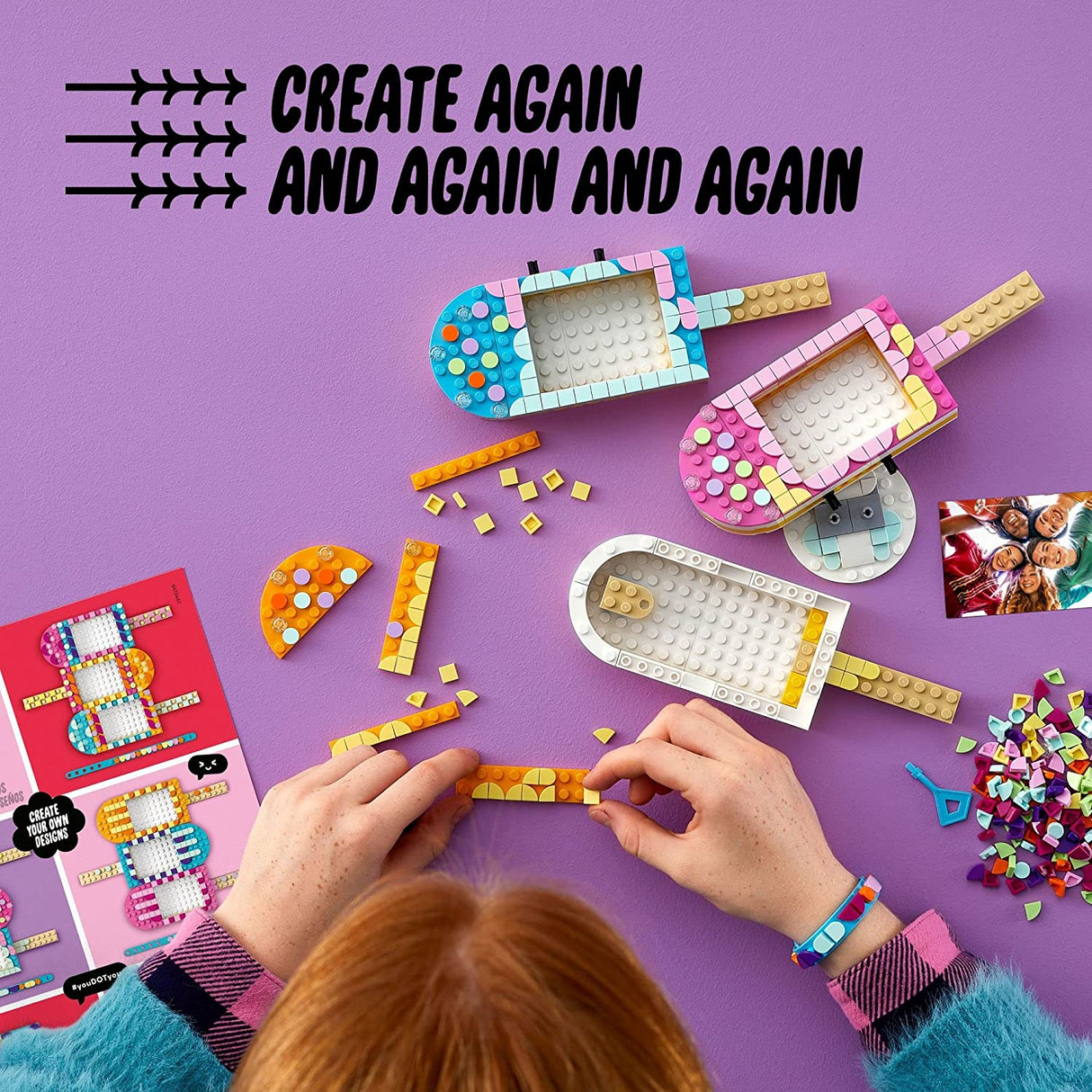 LEGO DOTS Ice Cream Marcos de fotos y pulsera 41956 (474 piezas)