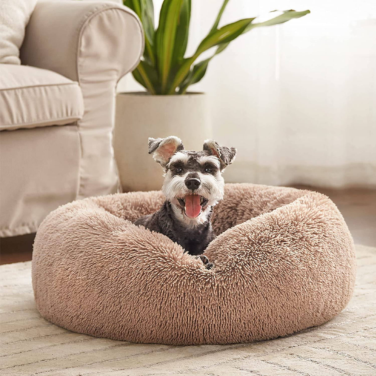 Bedsure - Camas para perros calmante para perros pequeños, medianos y grandes, cama redonda para perros lavable, antideslizante, de piel sintética, esponjosa, para perros, ansiolíticos, para gatos - DIGVICE MX