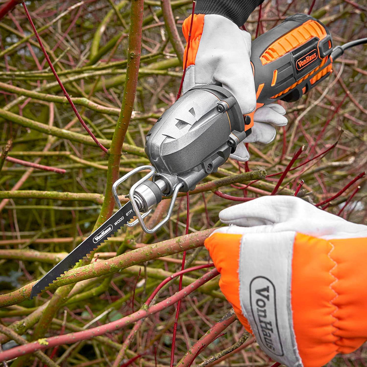 VonHaus - Juego de sierra recíproca compacta de 5 amperios Sierra eléctrica con 8 hojas, longitud de carrera de ½", máx. Capacidad de corte de 4½”, 3000SPM y cable de 16 pies, para bricolaje, corte de madera y corte de metal - DIGVICE MX