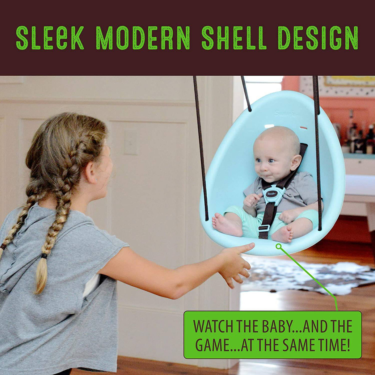 Swurfer Kiwi: el primer columpio de su hijo con diseño ergonómico de carcasa forrada de espuma, cuerda sin ampollas y arnés de seguridad de 3 puntos, a partir de los 9 meses - DIGVICE MX