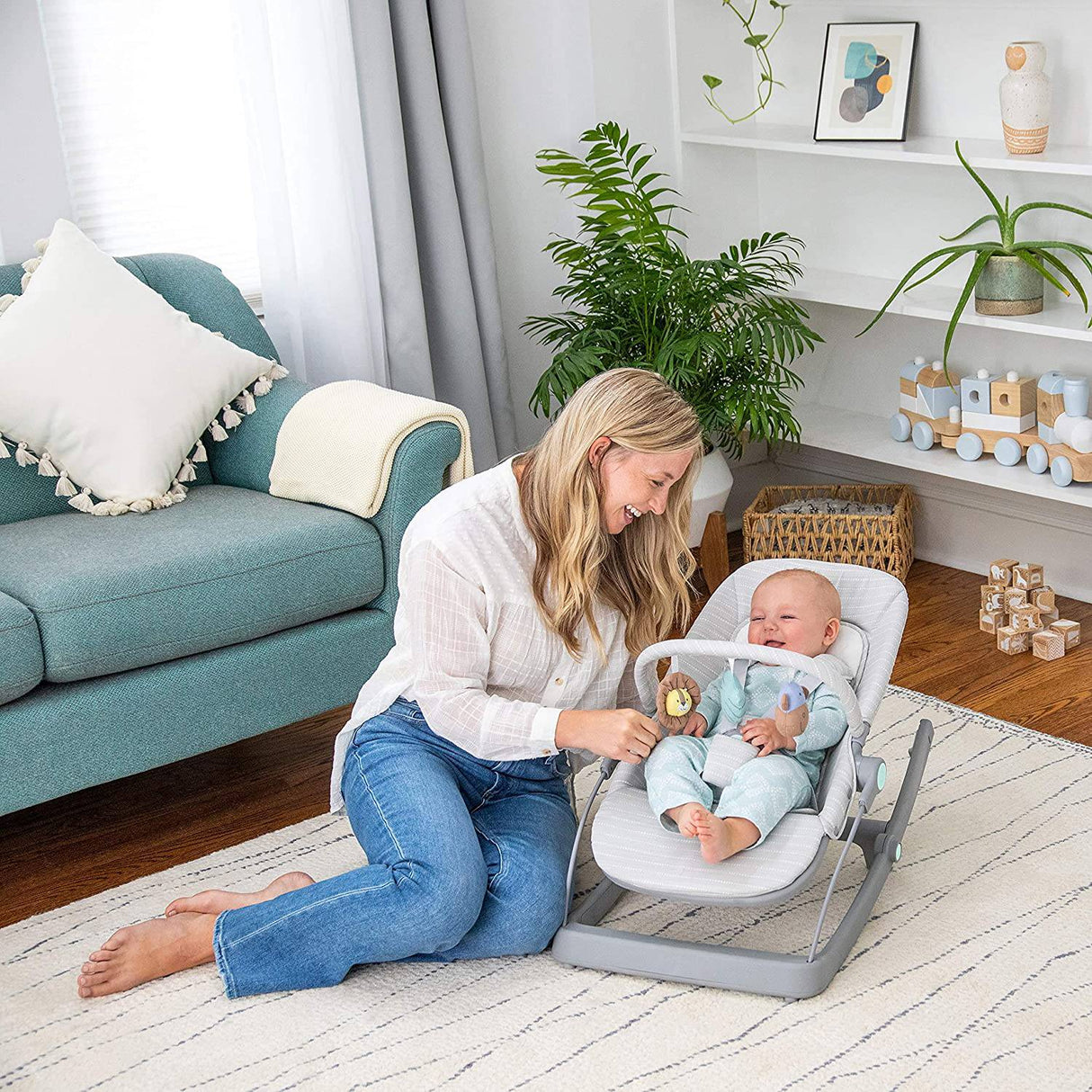 aden + anais Asiento de transición 3 en 1 para bebés y niños pequeños - Mecedora reclinable, mecedora y asiento para recién nacidos a 2 años - Funda suave de muselina 100% algodón - Arnés de seguridad de 5 puntos - Jungle Jam Toys - DIGVICE MX