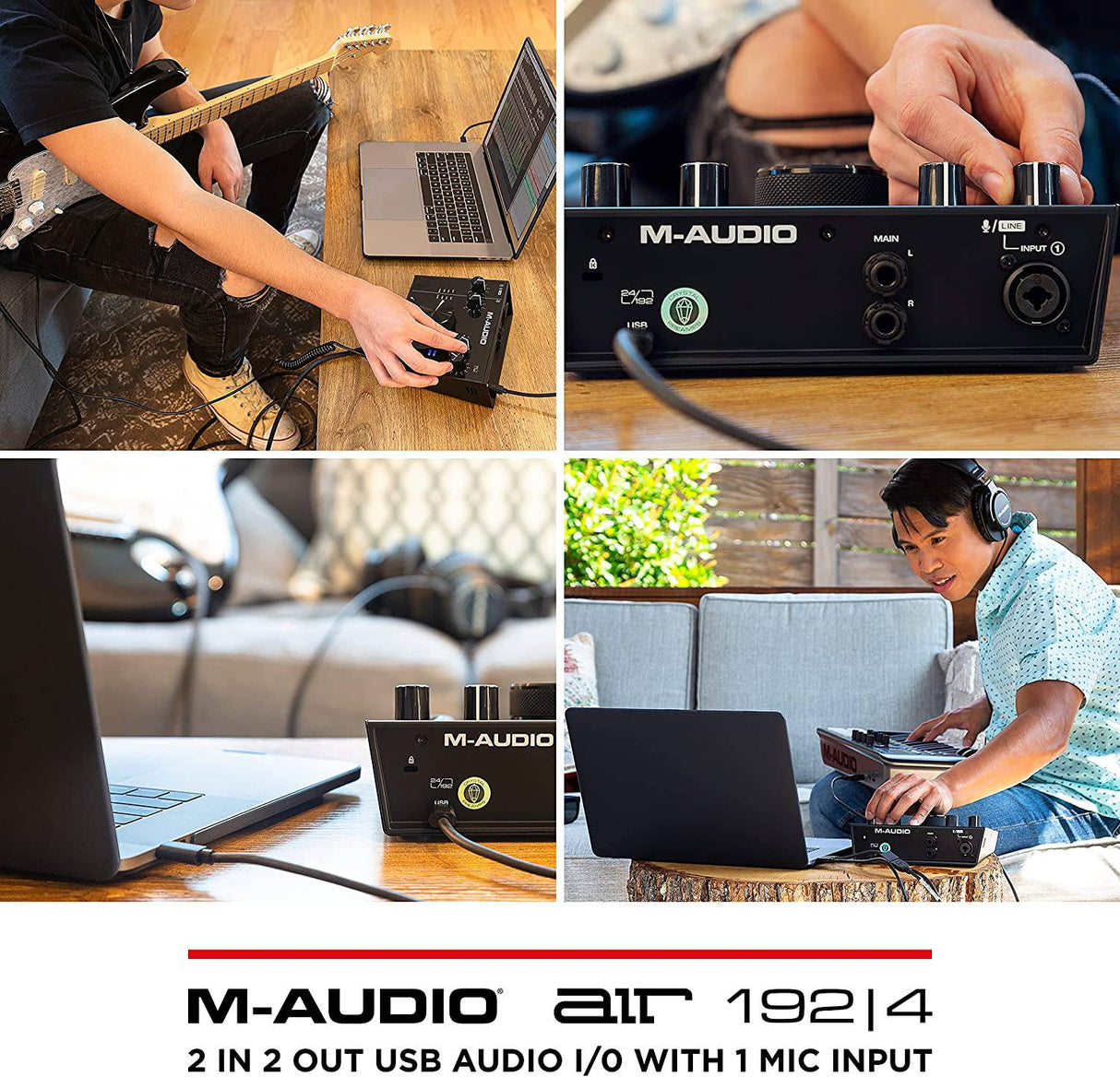 M-Audio AIR 192x4 USB C Interfaz de audio para grabación, podcasting, transmisión con calidad de sonido de estudio, 1 entrada XLR y software de producción musical