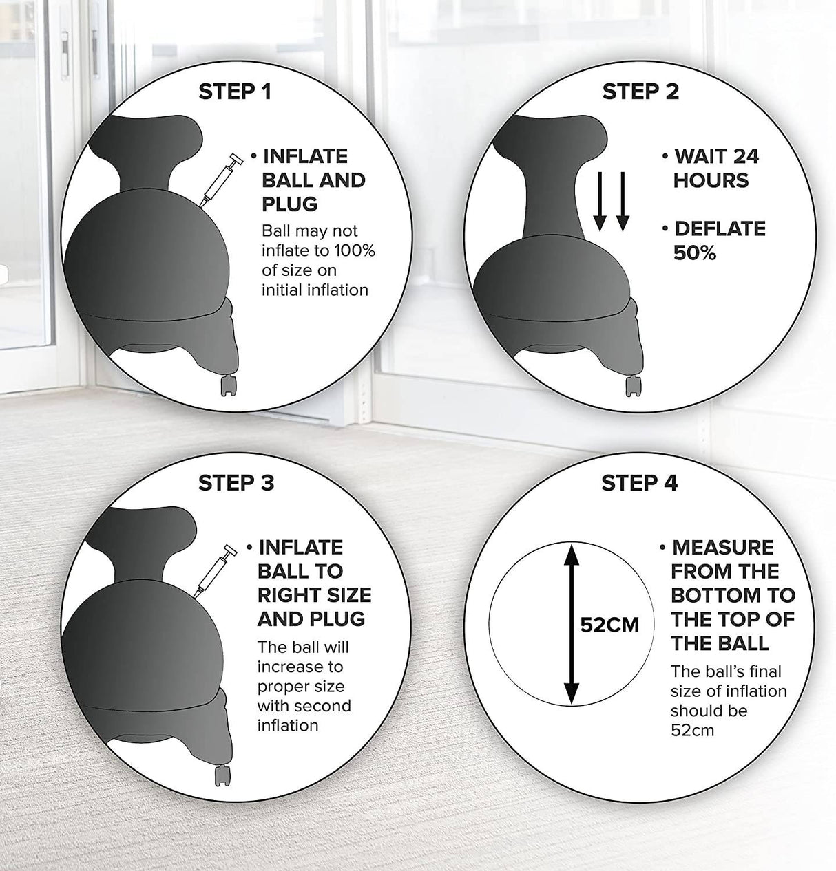 Gaiam Classic Balance Ball Chair - Silla ergonómica premium para el hogar y la oficina con bomba de aire, guía de ejercicios