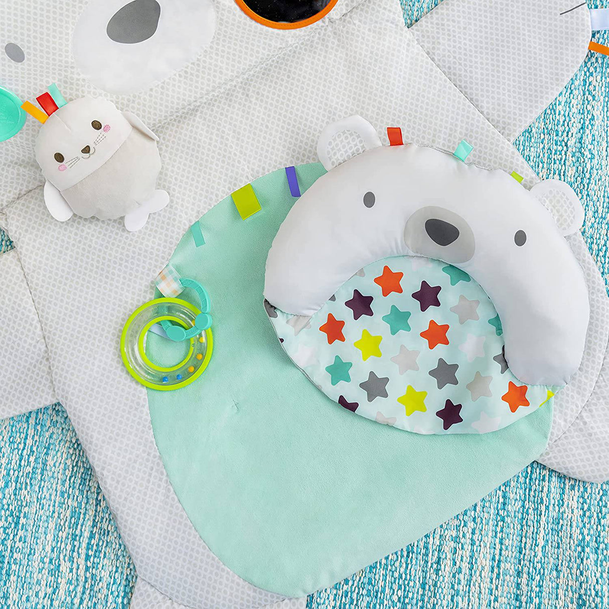 Bright Starts Tummy Time Prop & Play Activity Mat - Oso polar, edades recién nacido + - DIGVICE MX